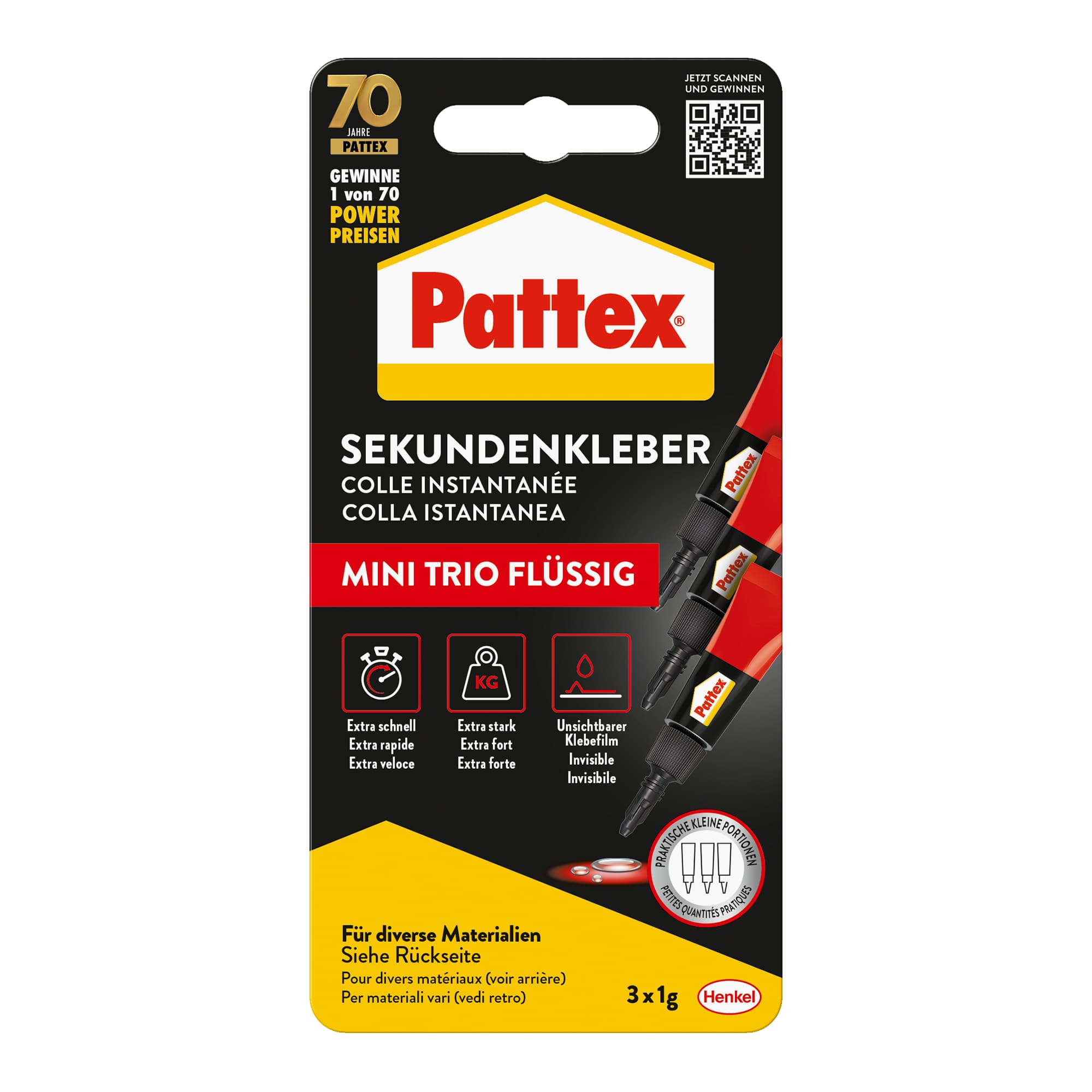Pegamento líquido superpegamento Pattex Mini Trio 3x1g