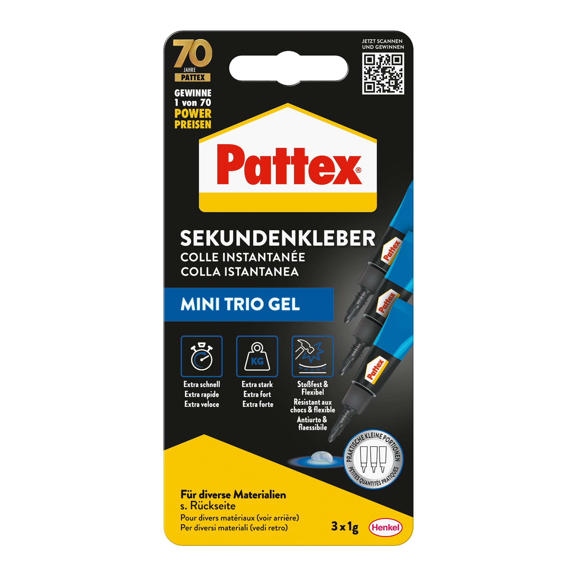 Pattex Ultra Gel Mini Trio Sekundenkleber 3x1g