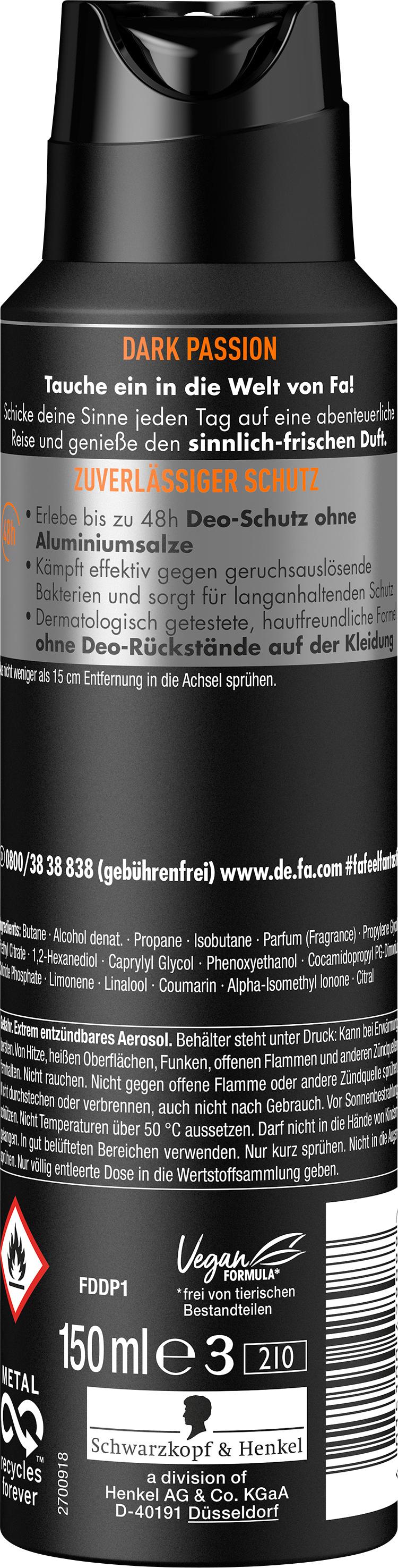 Produktbild FA Men Deodorant&Bodyspray Dark Passion 150ml 2 von 10
