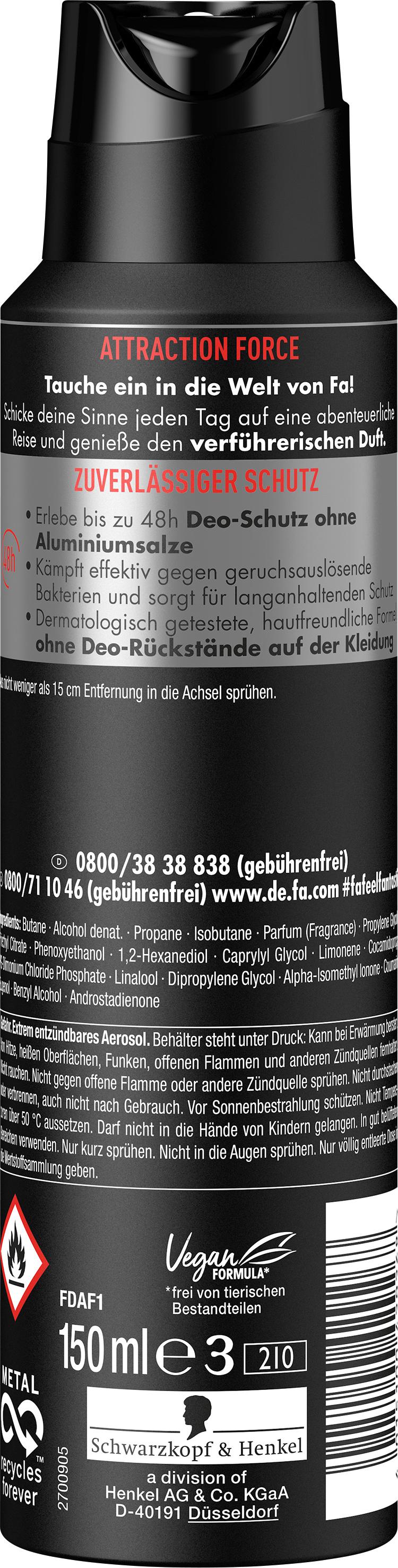 Produktbild FA Men Deodorant&Bodyspray Attraction Force 150ml 2 von 4