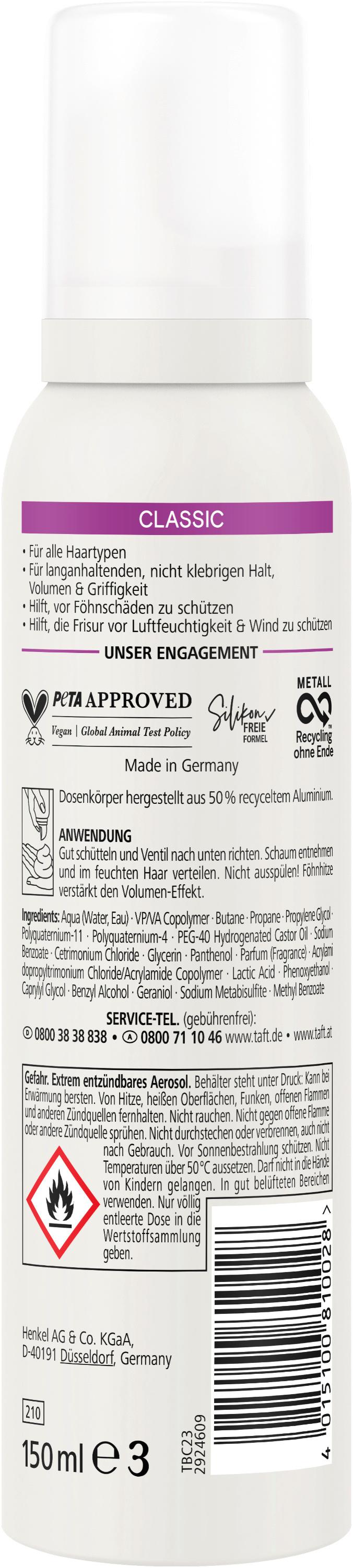 Produktbild taft Schaumfestiger Classic Halt&Schutz 150ml Haltegrad 3 - mittlerer Halt 2 von 7