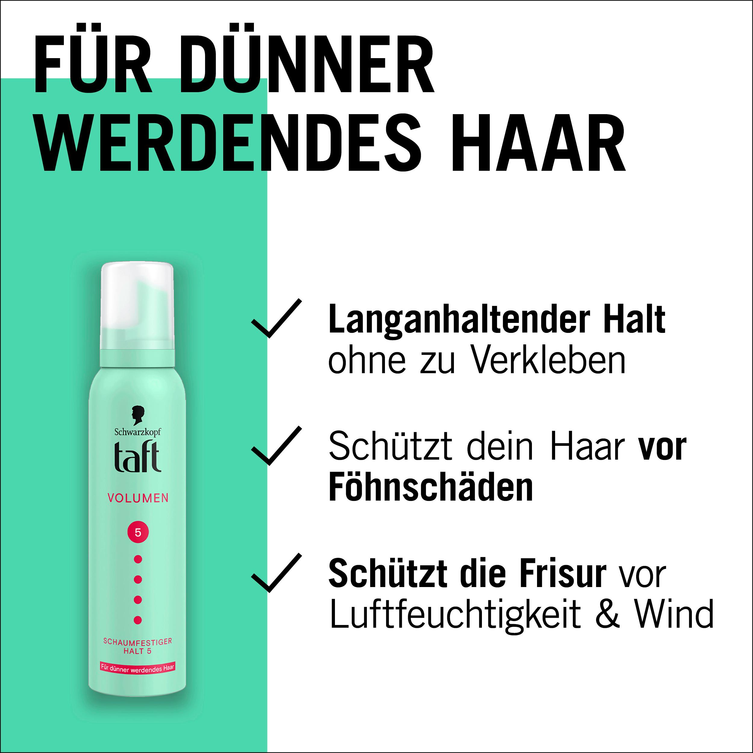 Produktbild taft Schaumfestiger Volumen dünner werdendes Haar 150ml Haltegrad 5 - sehr starker Halt 7 von 7