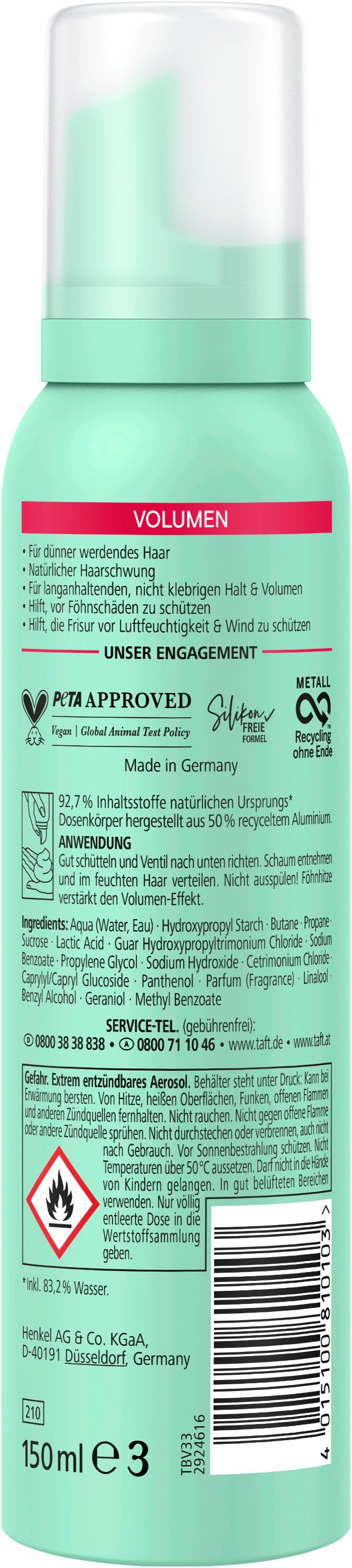 Produktbild taft Schaumfestiger Volumen dünner werdendes Haar 150ml Haltegrad 5 - sehr starker Halt 2 von 7