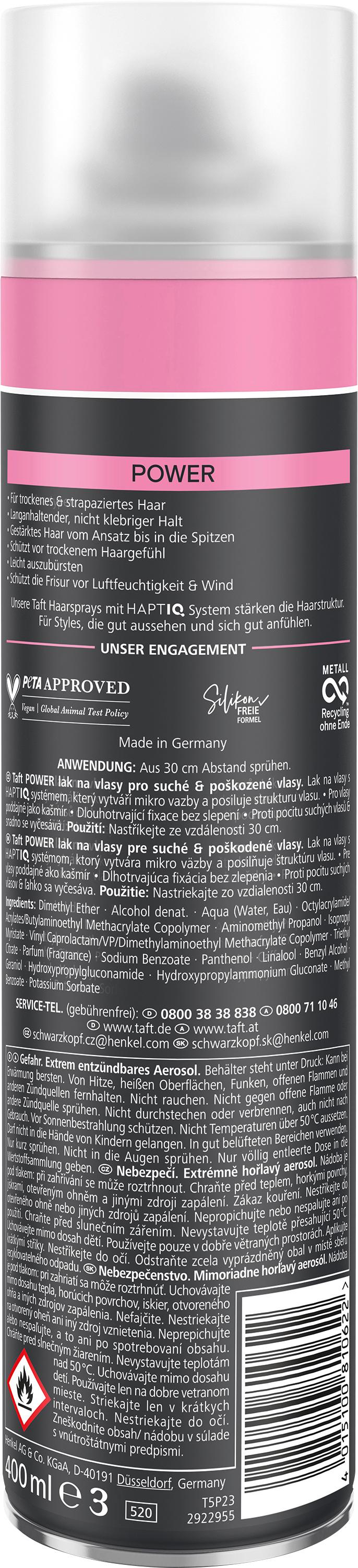 Produktbild taft Haarspray Power Cashmere-artige Geschmeidigkeit Haltegrad 5 - sehr starker Halt 2 von 2