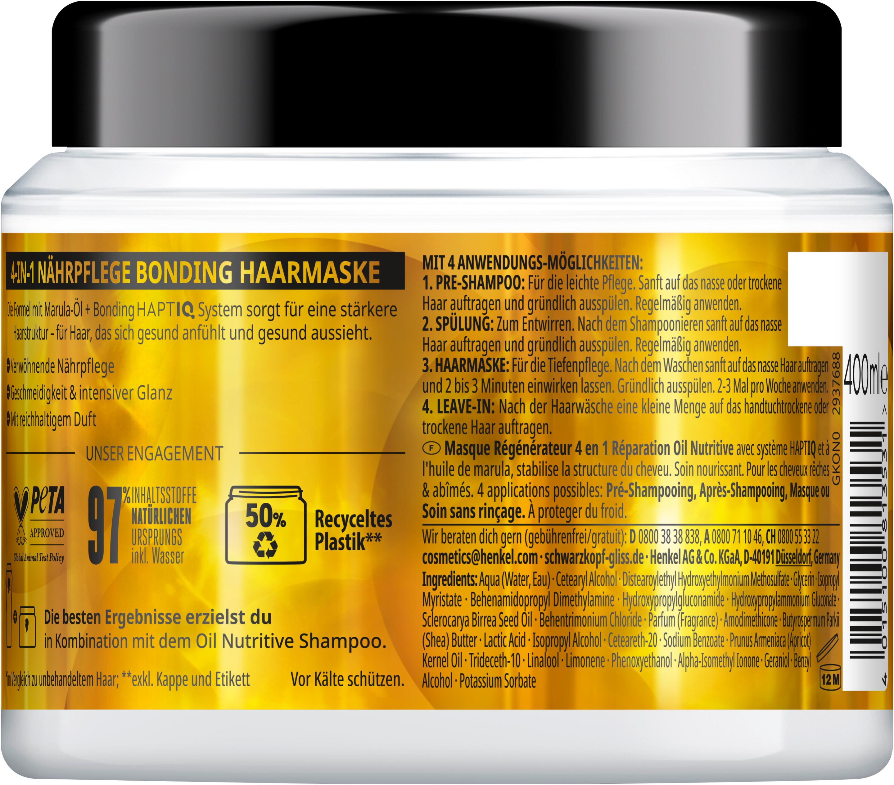 Produktbild GLISS Oil Nutritive Nährpflege 4-in-1-Bonding-Haarmaske 2 von 11