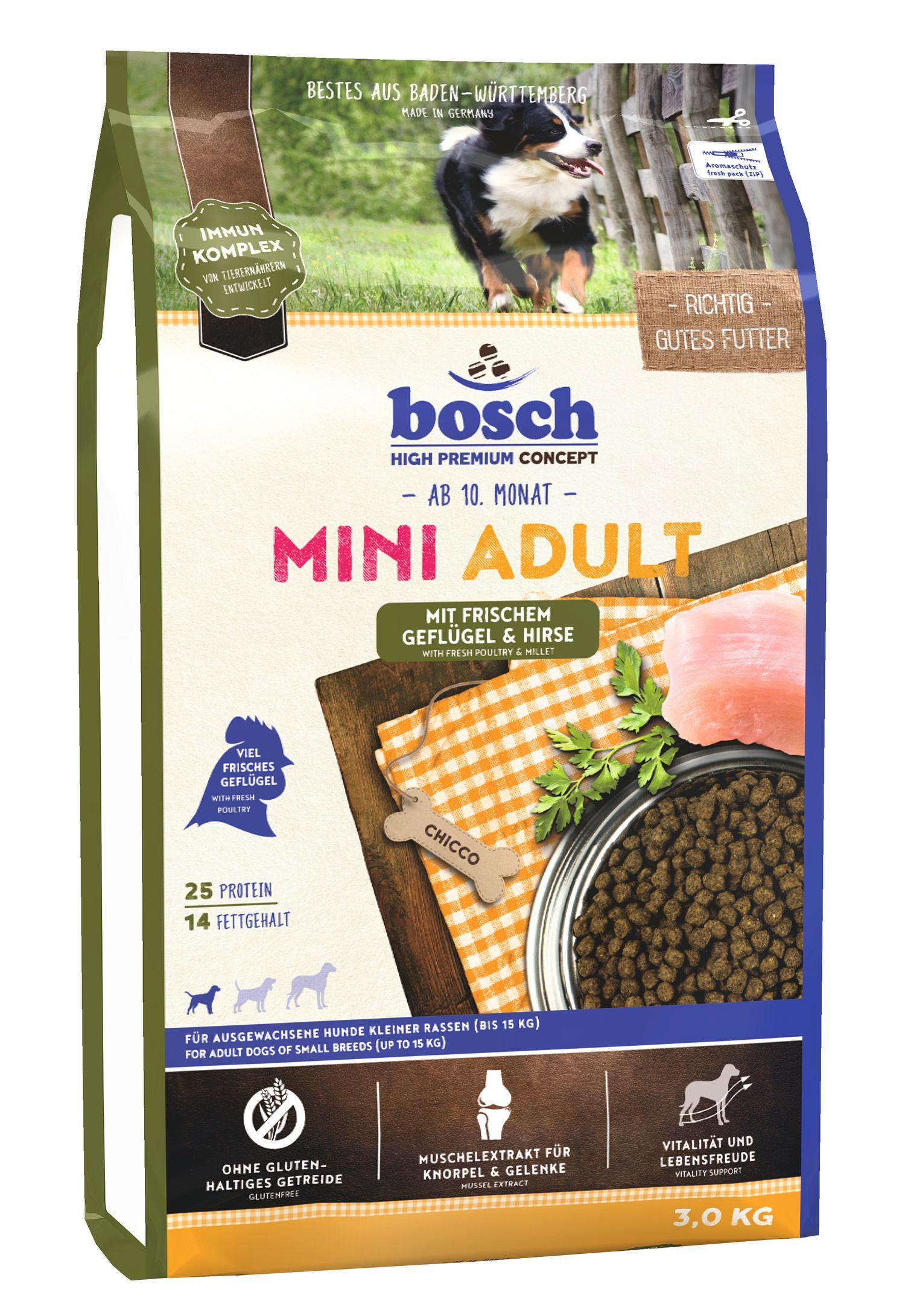 bosch Dog Hundetrockenfutter Mini Adult Geflügel&Hirse 3 kg