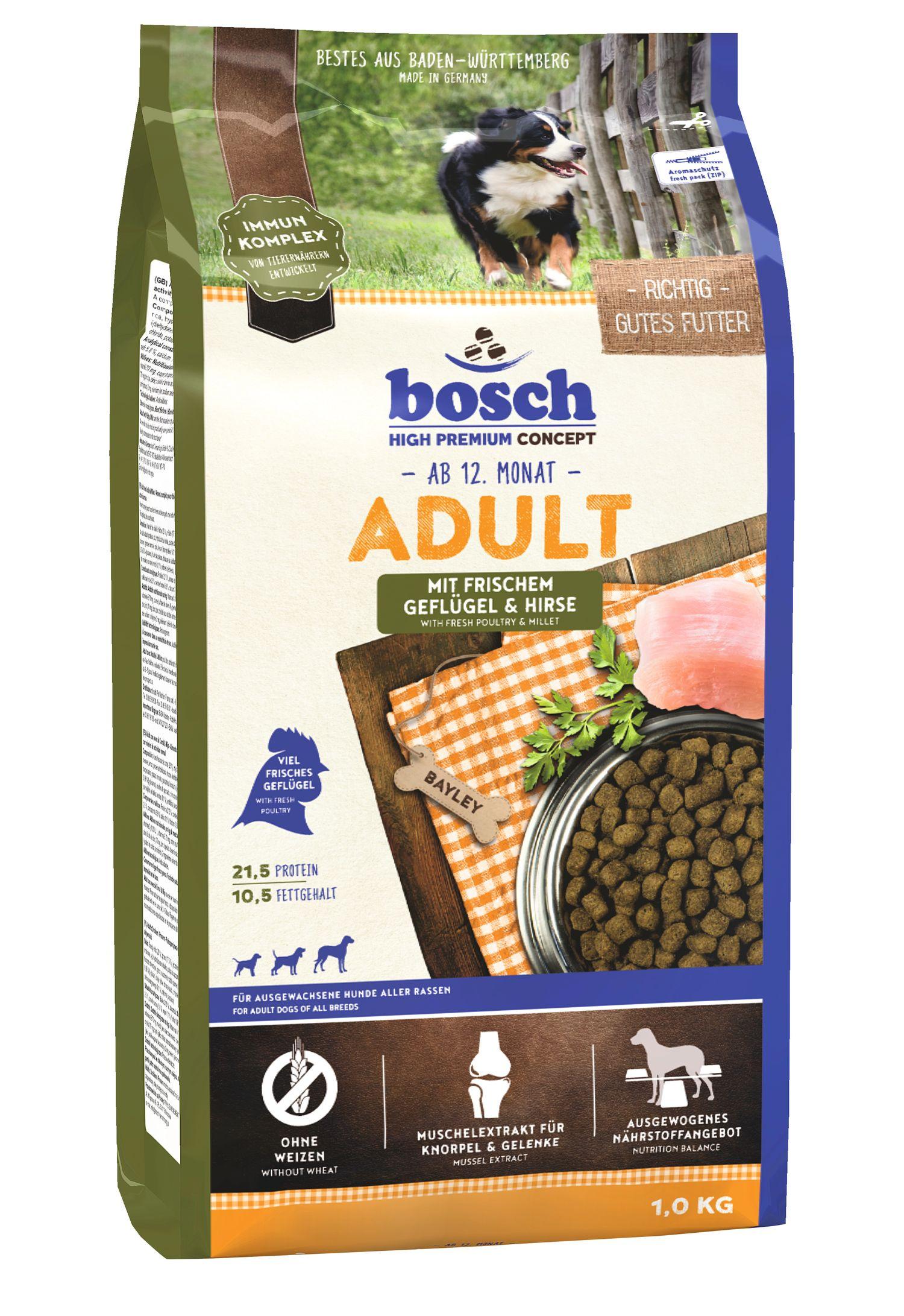bosch Dog Hundetrockenfutter Adult Geflügel&Hirse 1 kg