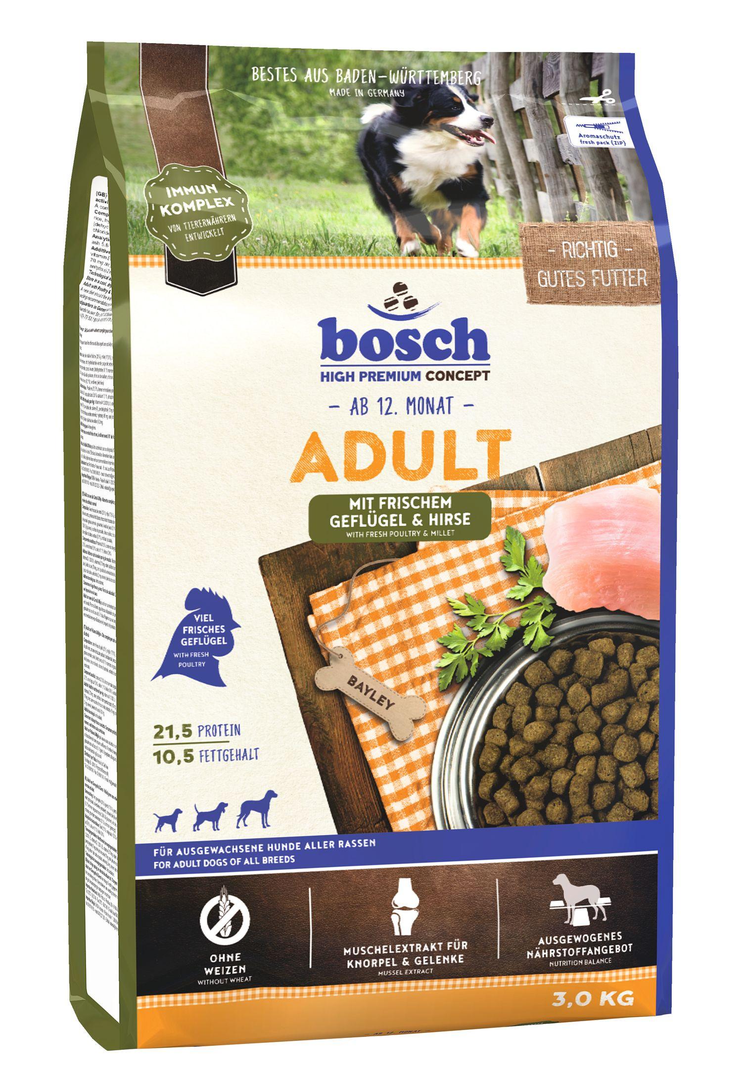 bosch Dog Hundetrockenfutter Adult Geflügel&Hirse 3 kg