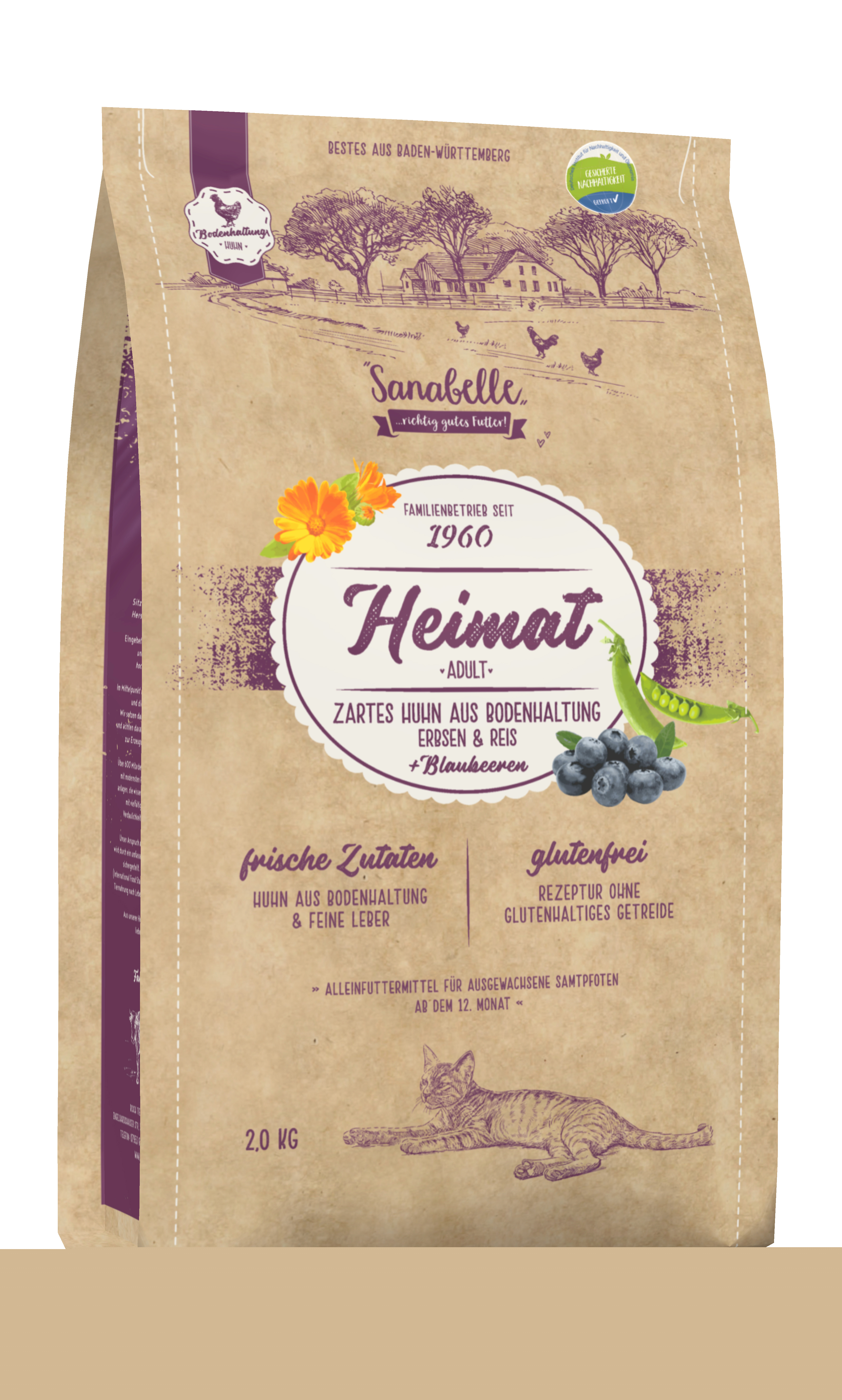 Sanabelle Heimat Huhn Katzentrockenfutter 2kg