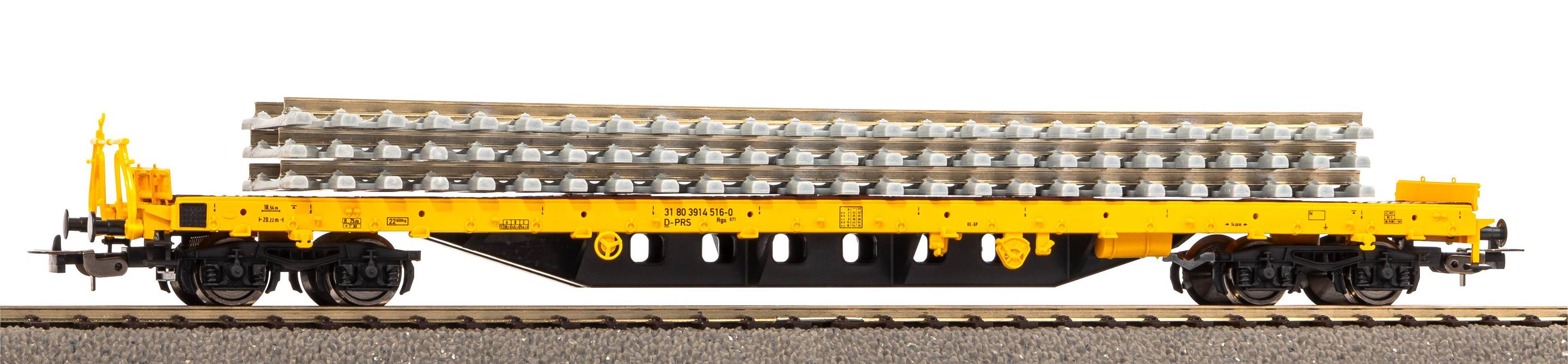 PIKO 24501 H0 Flachwagen Rs Bauzug VI beladen mit Betonschwellenstapel