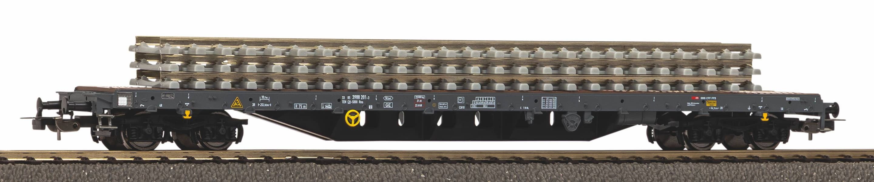 PIKO 24547 H0 Flachwagen Bauzug CH-SBB I VI beladen mit Betonschwellenstapel