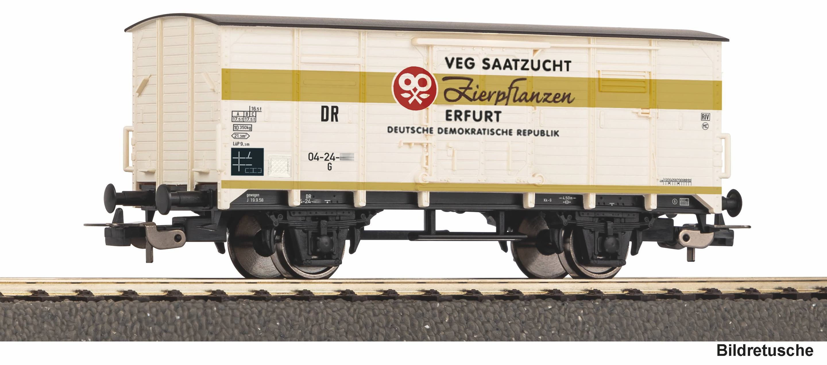 PIKO H0 Gedeckter Güterwagen G02 VEG Saatgut Erfurt DR Epoche III, 24555