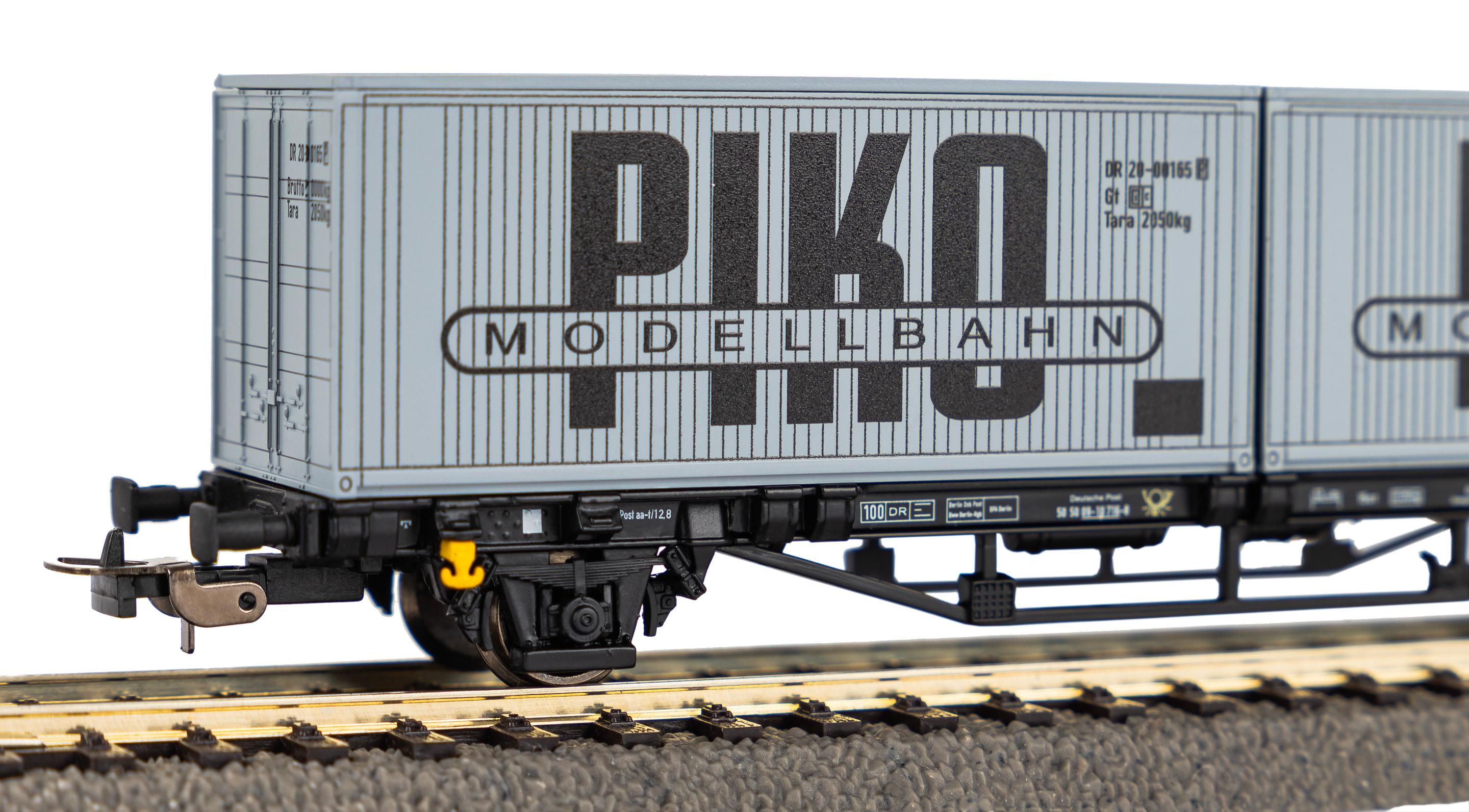 Produktbild PIKO 27709 H0 Containertragwagen DR IV 2 x 20'Container"VEB PIKO" 6 von 6