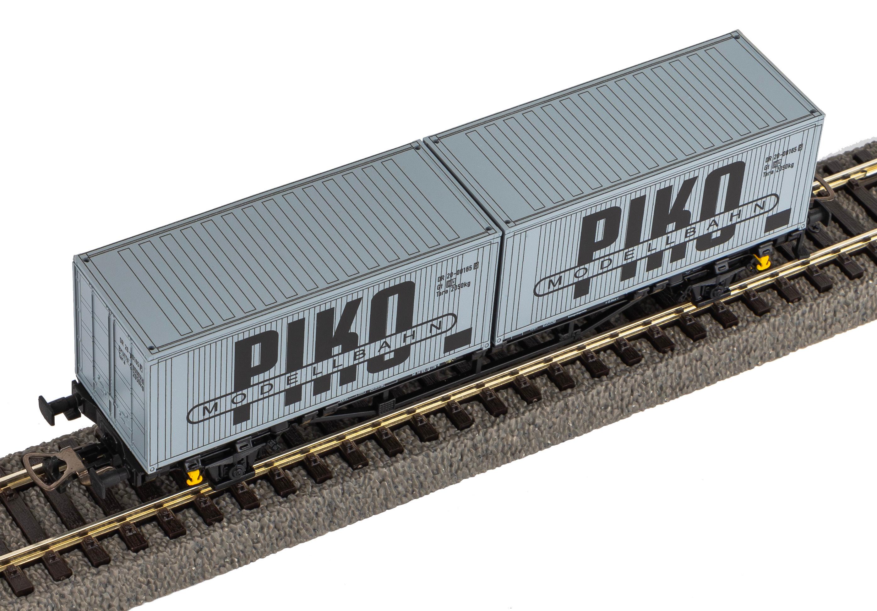 Produktbild PIKO 27709 H0 Containertragwagen DR IV 2 x 20'Container"VEB PIKO" 2 von 6