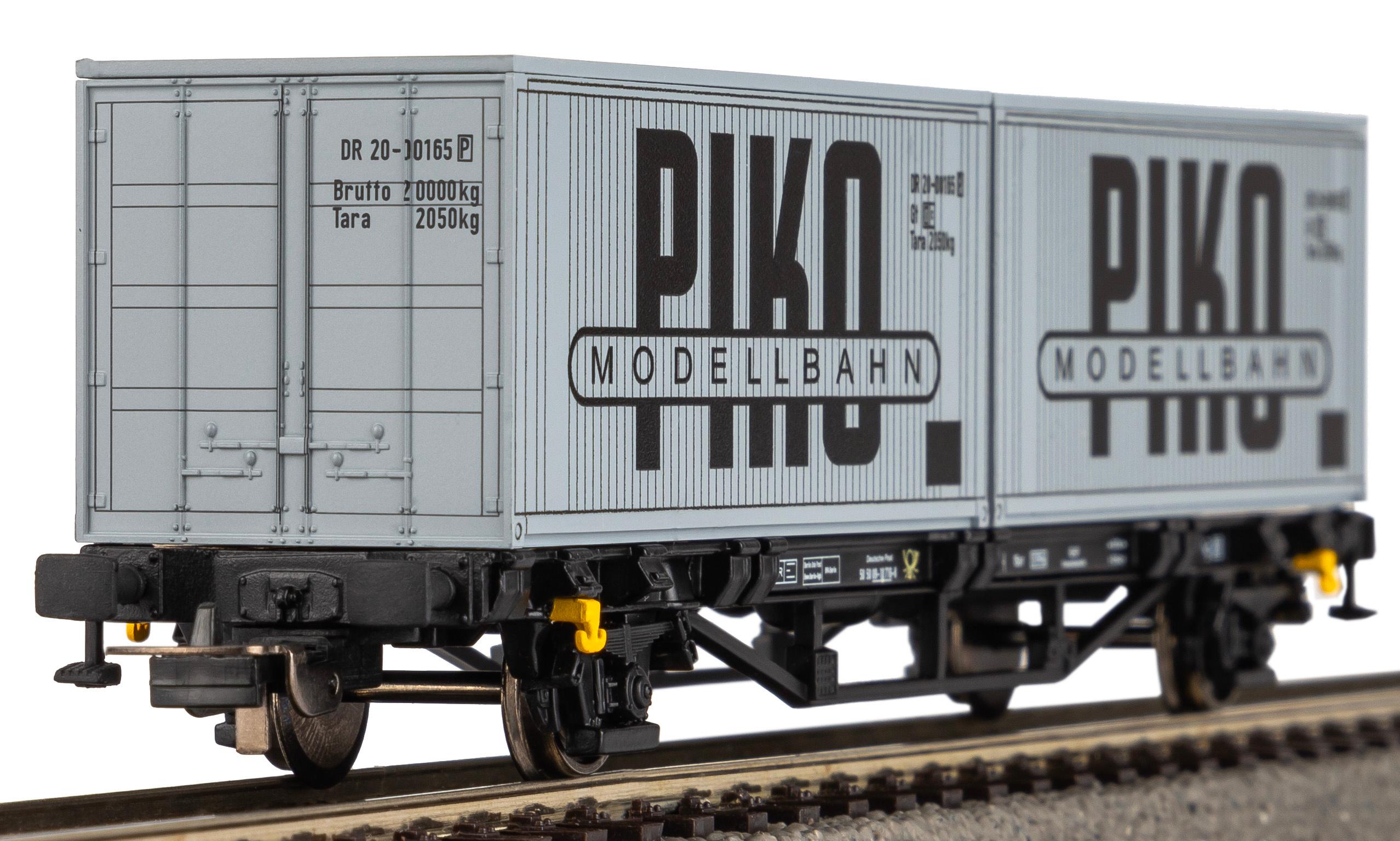 Produktbild PIKO 27709 H0 Containertragwagen DR IV 2 x 20'Container"VEB PIKO" 3 von 6