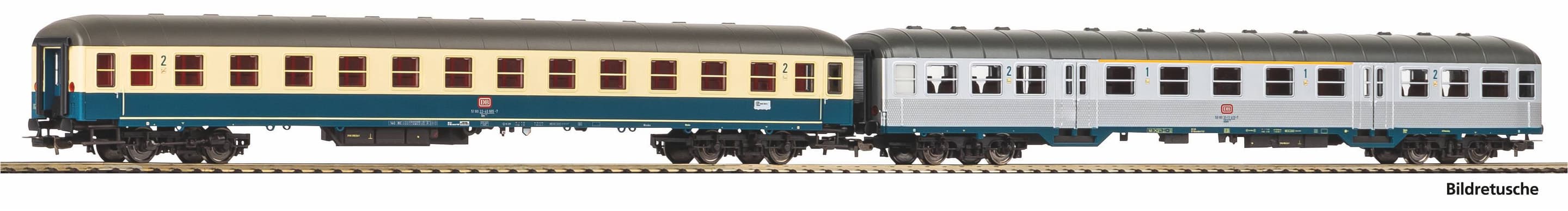 PIKO 28325 H0 2er Set Nahverkehrswagen 1./2. Klasse und 2. Klasse "Silberlinge" DB IV