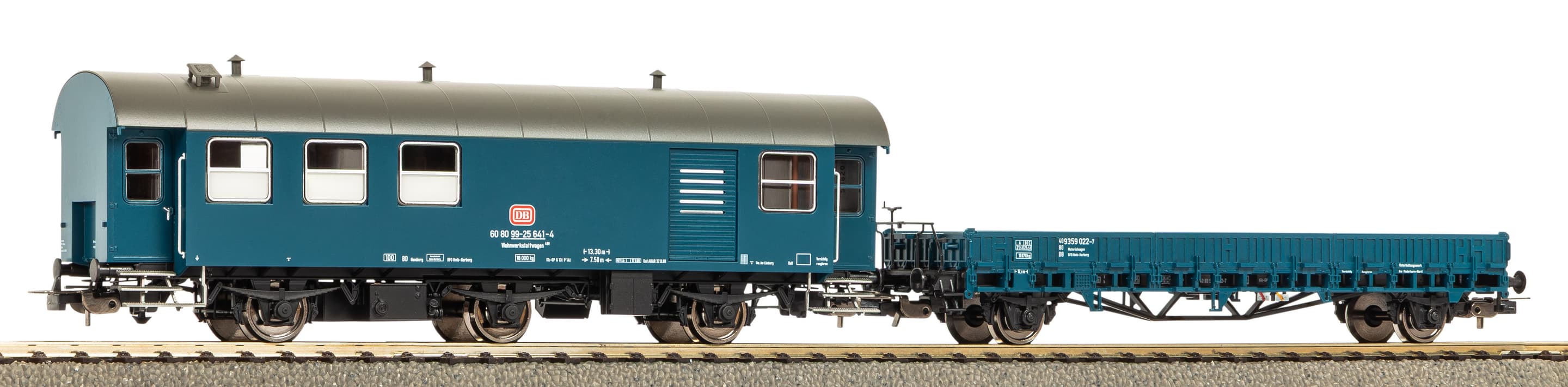 PIKO H0 2er-Set Umbauwagen Werkstatt und Flachwagen Ks DB Epoche IV 28334