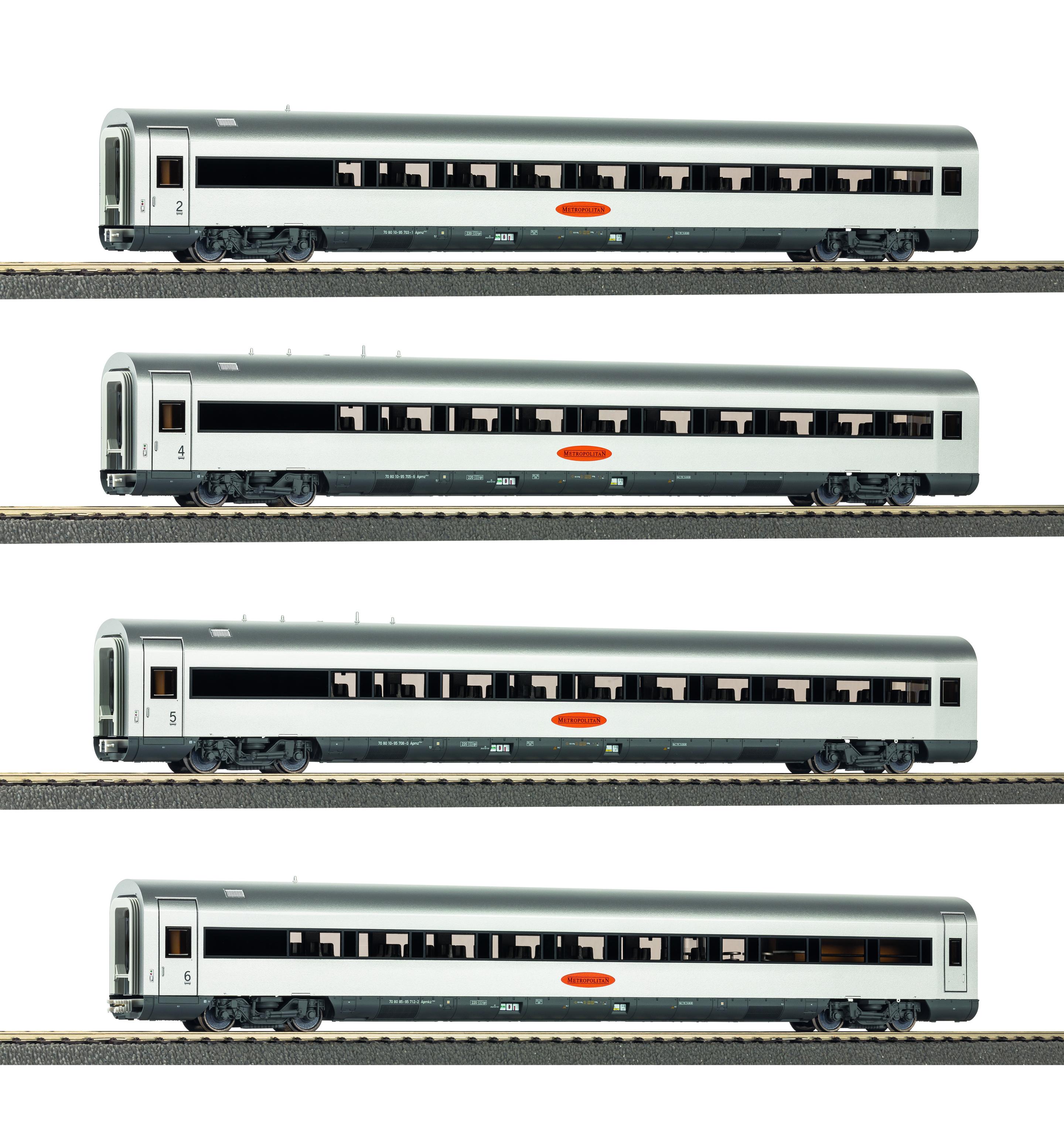 Produktbild PIKO 28350 H0 4er Set Personenwagen Metropolitan DB AG V 5 von 14