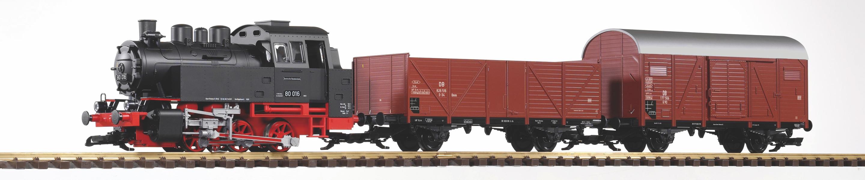 PIKO G 37120 - Gartenbahn Start-Set Güterzug BR 80 (inkl. Sound+Dampf)