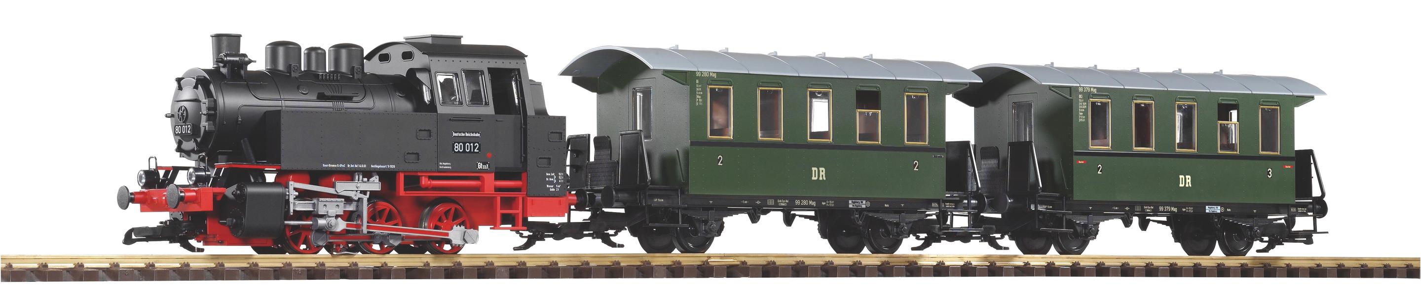 PIKO G 37125 - Gartenbahn Start-Set Personenzug BR 80 (inkl. Sound+Dampf)