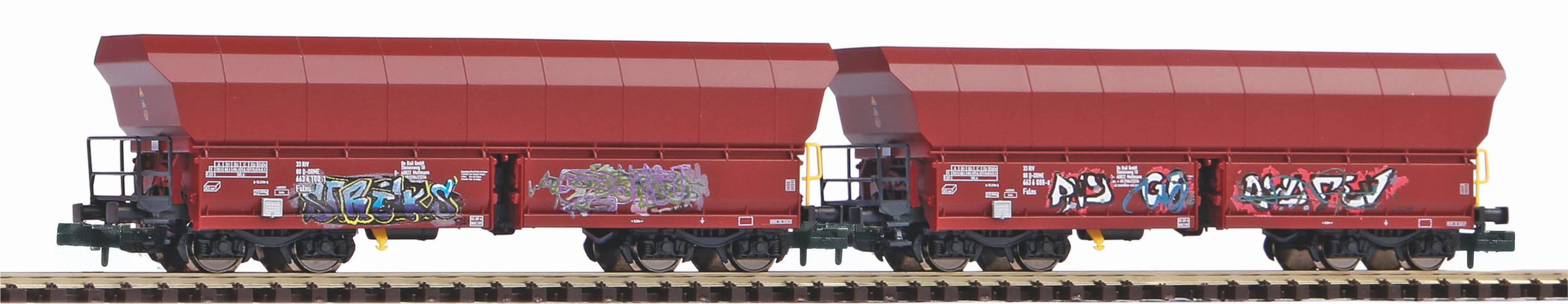 PIKO 40716 N 2er Set Schüttgutwagen Falns mit Graffiti OnRail VI