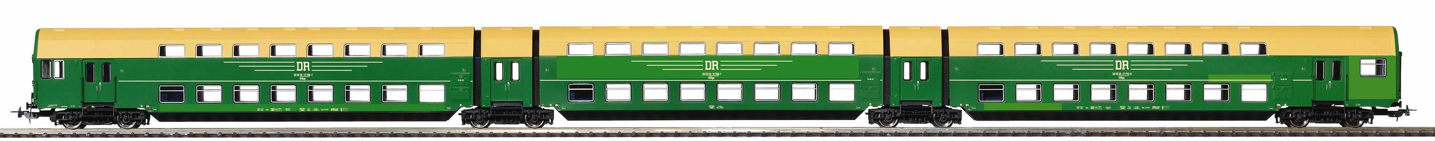 PIKO 53123 H0 Doppelstock-Gliederzug DGBgq, 3teilig DR IV mit Ausbesserungsstellen