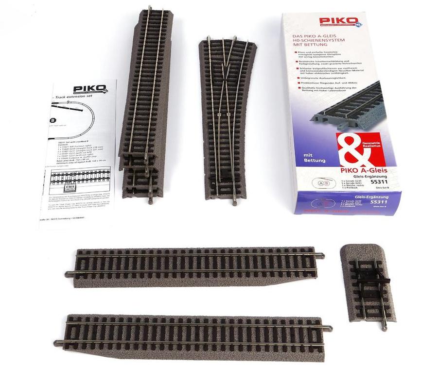Produktbild PIKO H0 55311 - PIKO H0 A-Gleis mit Bettung Set: B 3 von 5