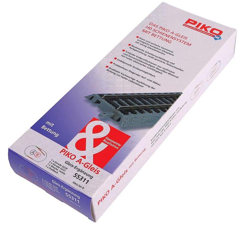 Produktbild PIKO H0 55311 - PIKO H0 A-Gleis mit Bettung Set: B 5 von 5