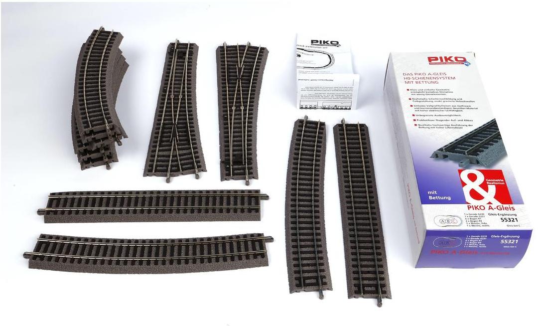 Produktbild PIKO H0 55321 - PIKO H0 A-Gleis mit Bettung Set: C 2 von 4