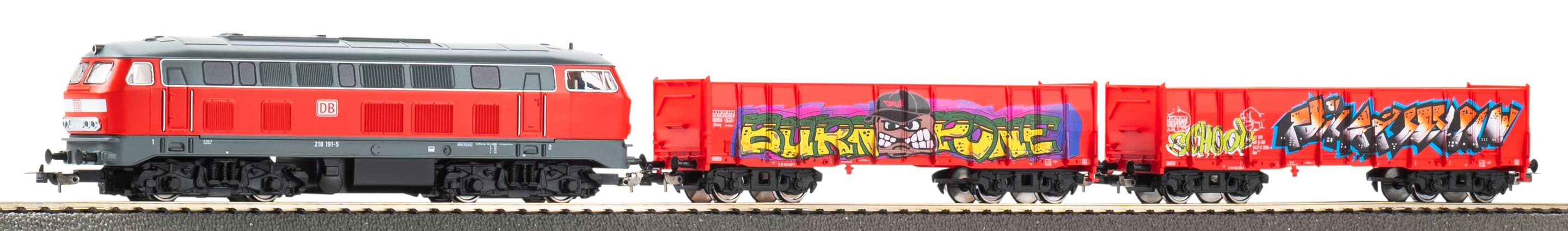 Piko 57032 H0 Start-Set kids Güterzug BR 218 DB AG mit zwei offenen Güterwagen Eaos