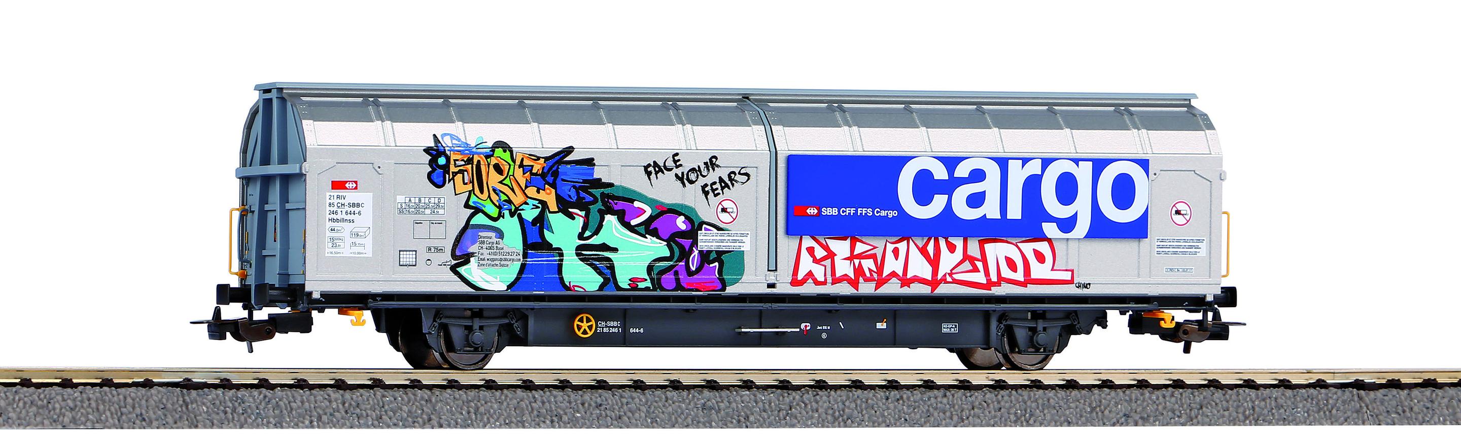 PIKO H0 58966 - Großraumschiebewandwagen Hbbillnss SBB mit Graffiti VI