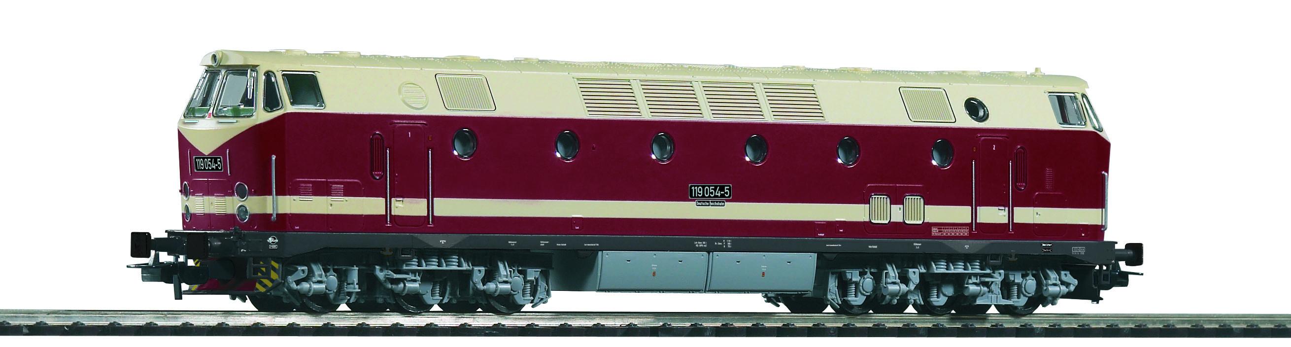 PIKO H0 59934 - Diesellok BR 119 DR IV, Spitzenlicht oben, schwarzer Rahmen