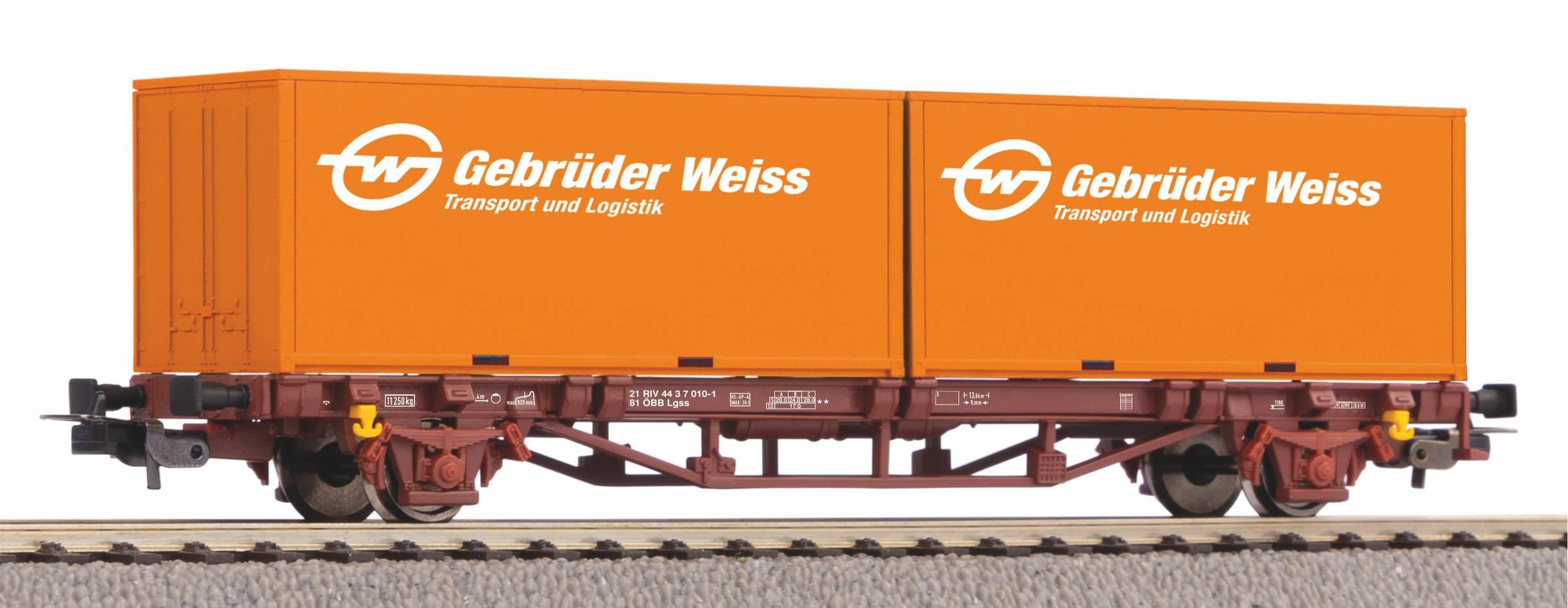 PIKO H0 97151 - Containertragwagen Lgs579 ÖBB V"Gebr. Weiss"
