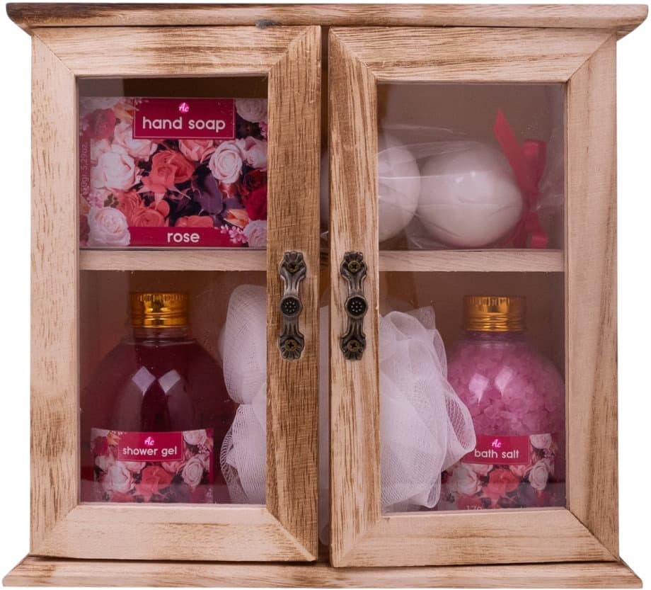Accentra Rose im kleinen Holzschrank Geschenkpackung