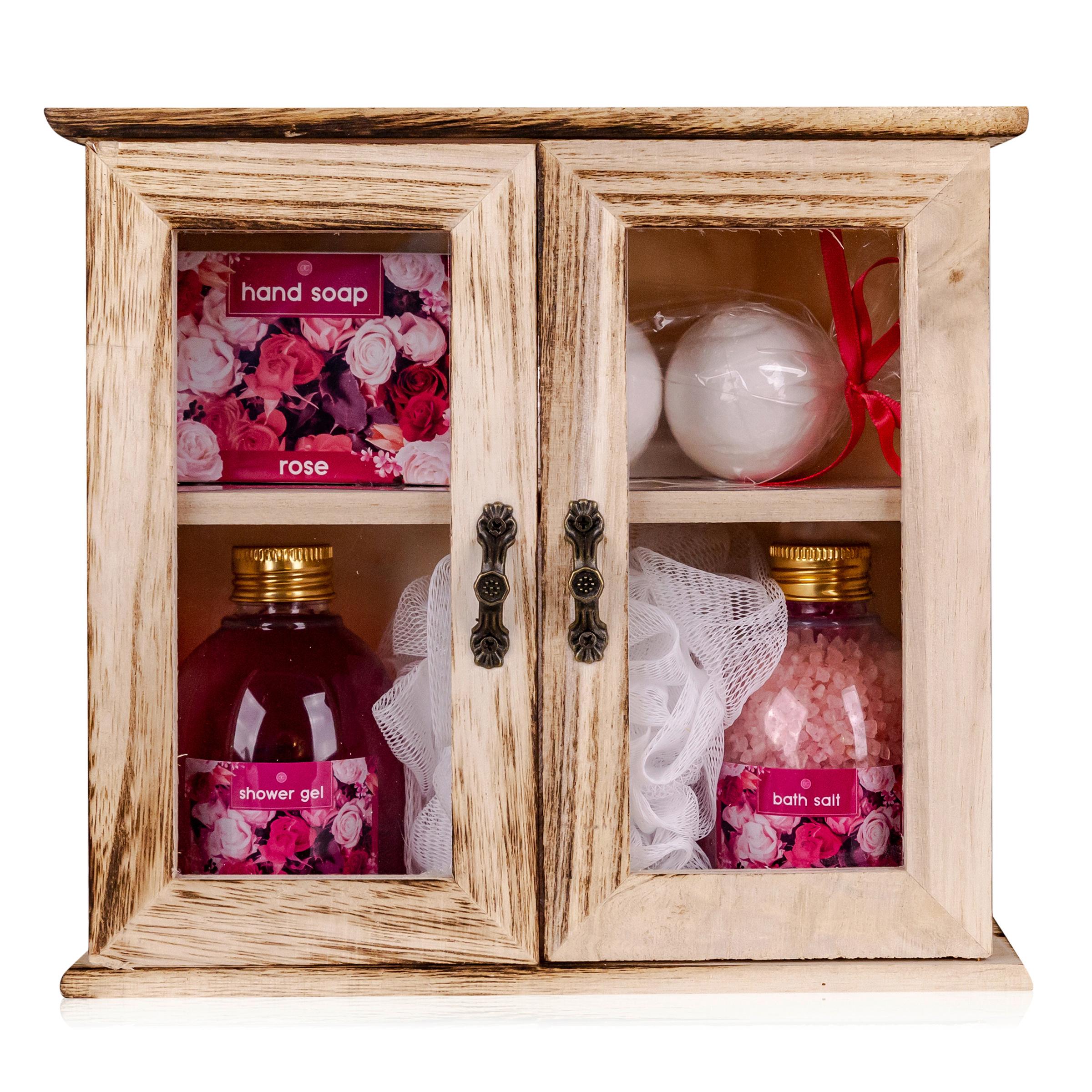 Accentra Rose im kleinen Holzschrank Geschenkpackung