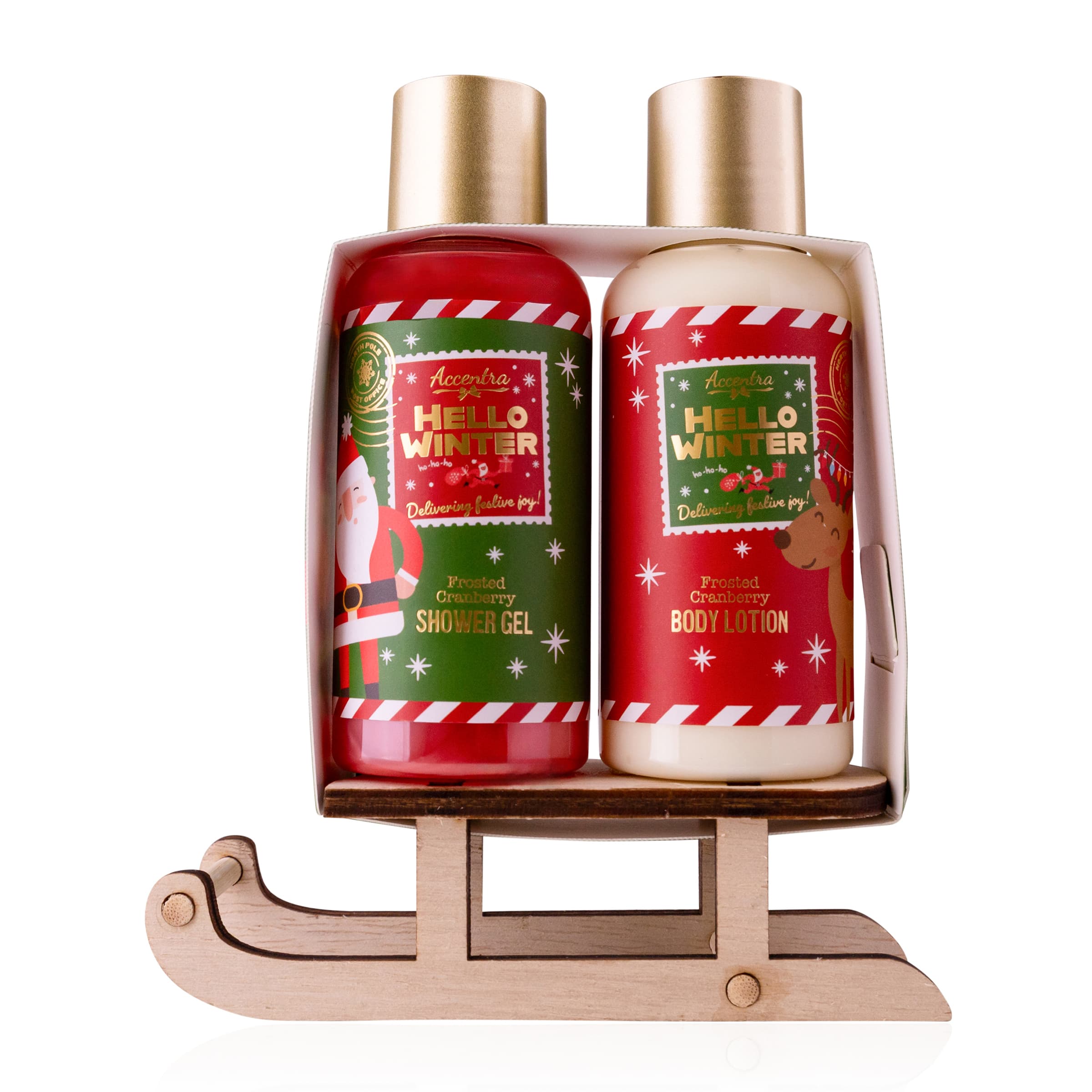 Accentra Badeset Hello Winter Holzschlitten Geschenkpackung