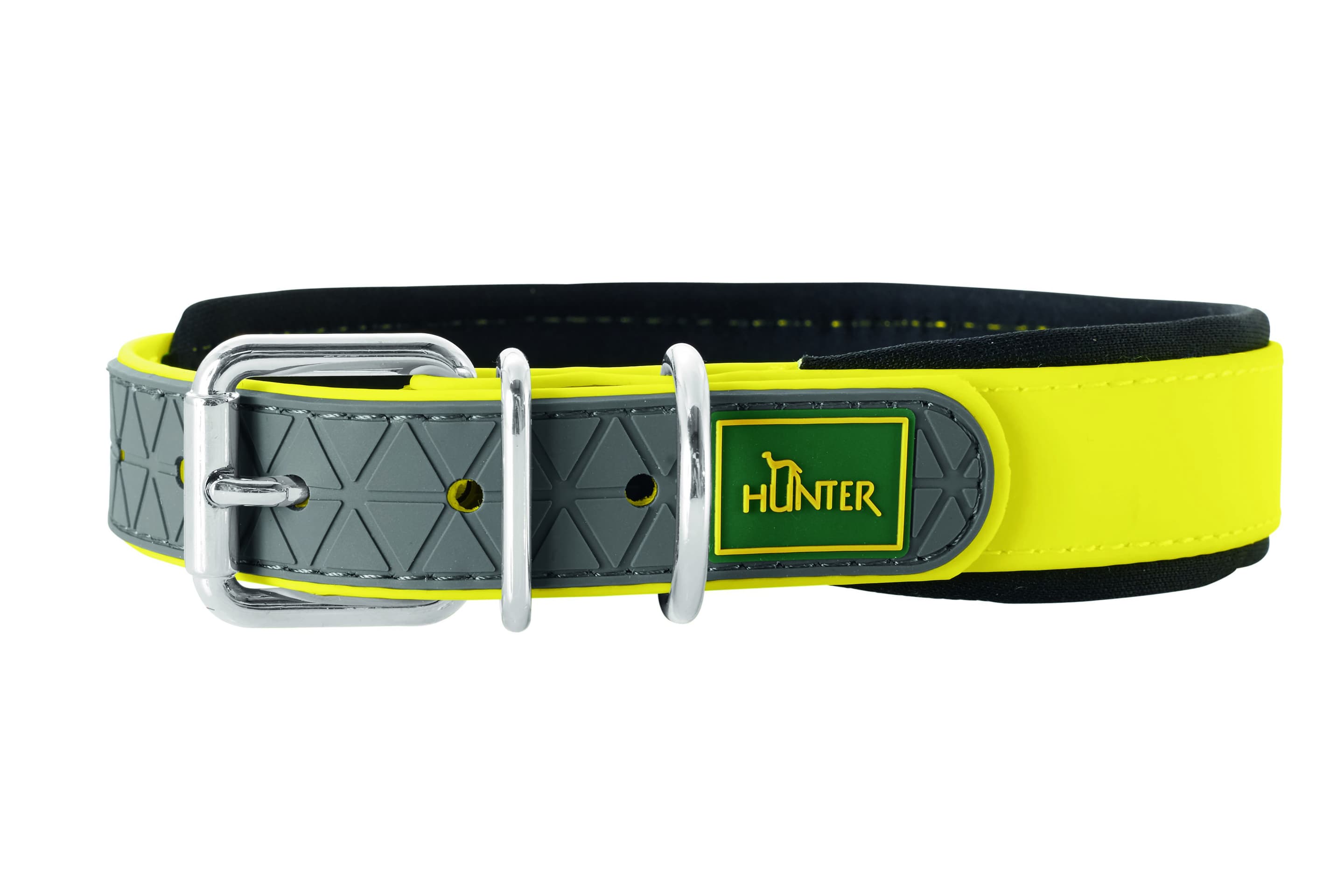 Hunter Hundehalsband Convenience Comfort, Farbe: neongelb, Größe: 65, Maße: 52 - 60 cm / 2,5cm