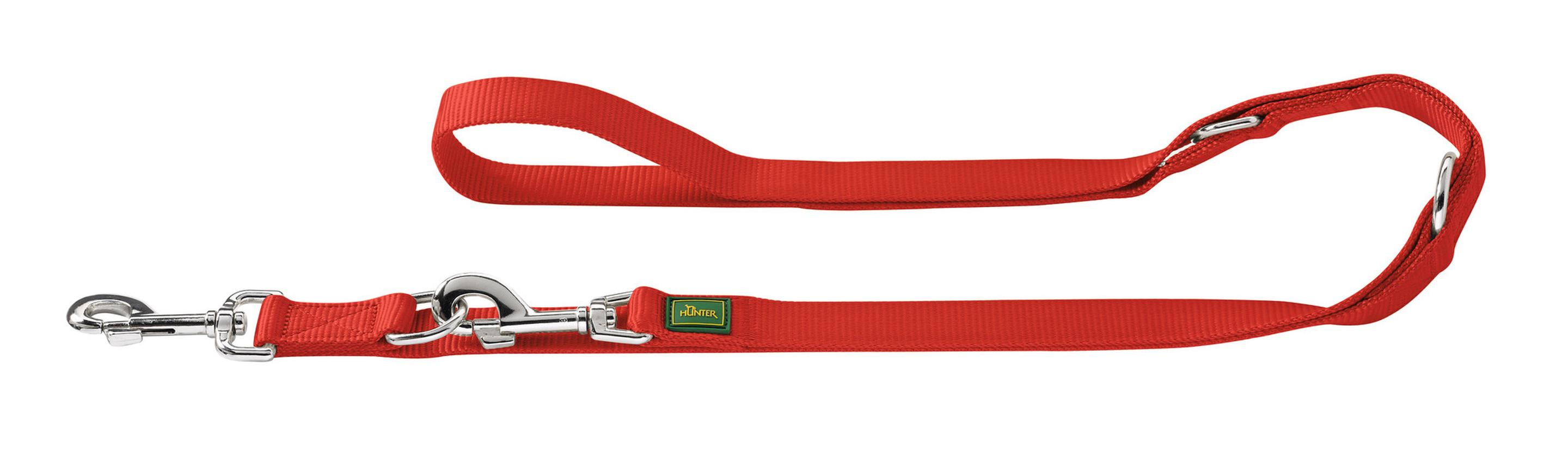 Hunter Verstellbare Hunde Nylon Führleine Extra Long, Farbe: Rot, Länge: 300 cm, Breite: 20 mm