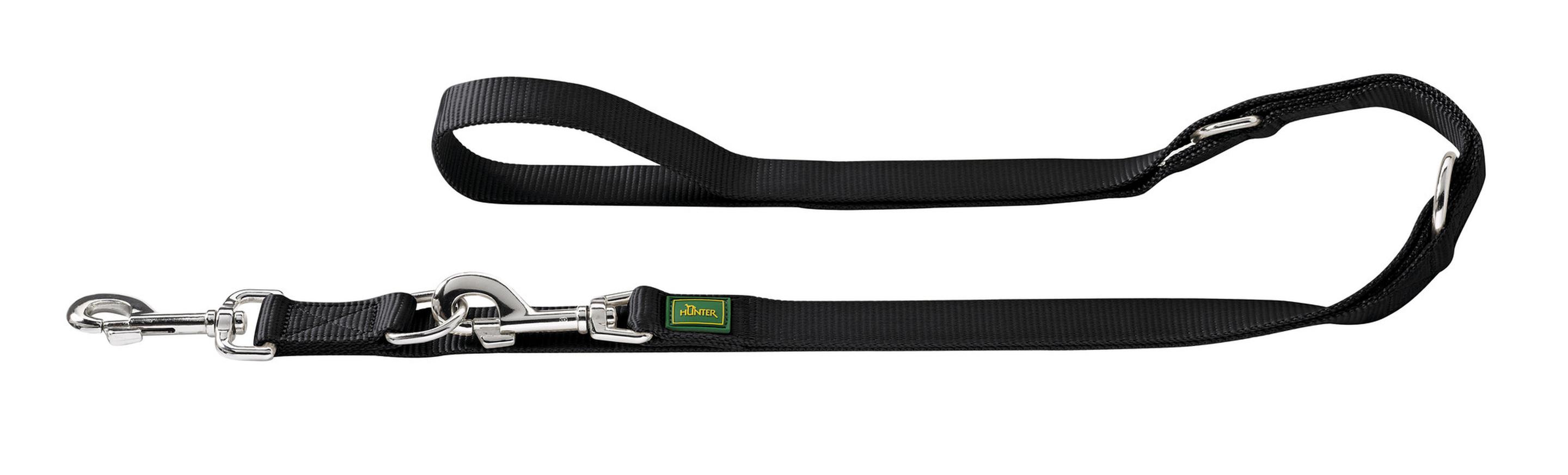 Hunter Verstellbare Hunde Nylon Führleine Extra Long, Farbe: Schwarz, Länge: 300 cm, Breite: 20 mm