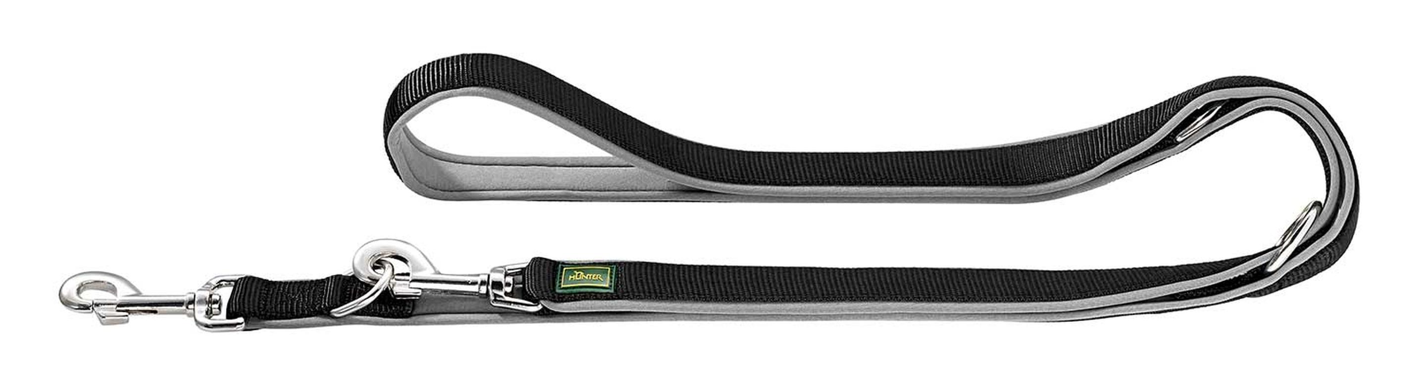 Hunter Verstellbare Führleine Neopren, Maße: 10 mm / 200 cm, Farbe: schwarz / grau