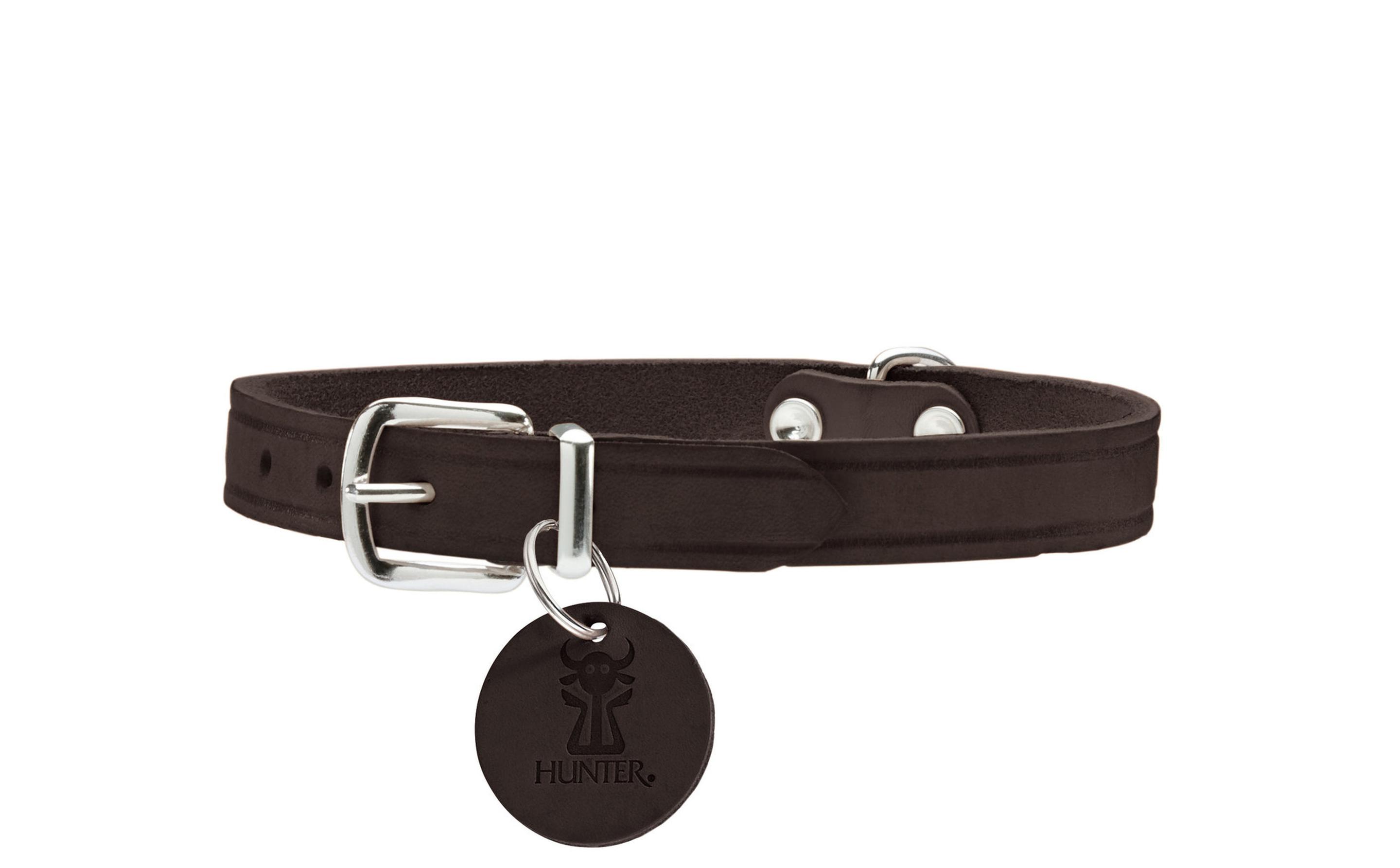 Hunter Halsband Aalborg, Softvollrindleder, dunkelbraun, Größe: 32