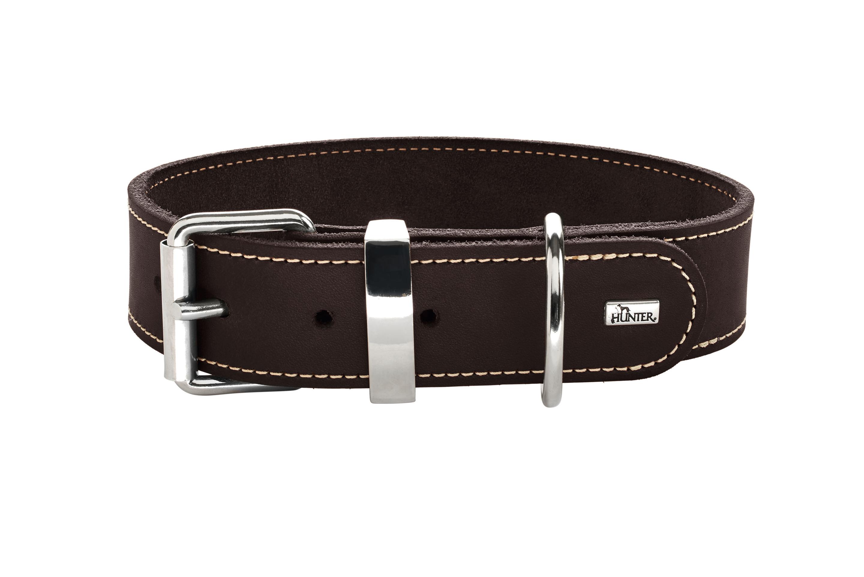 Hunter Hunde Halsband Aalborg Special dunkelbraun Softvollrindleder  Größe: 40