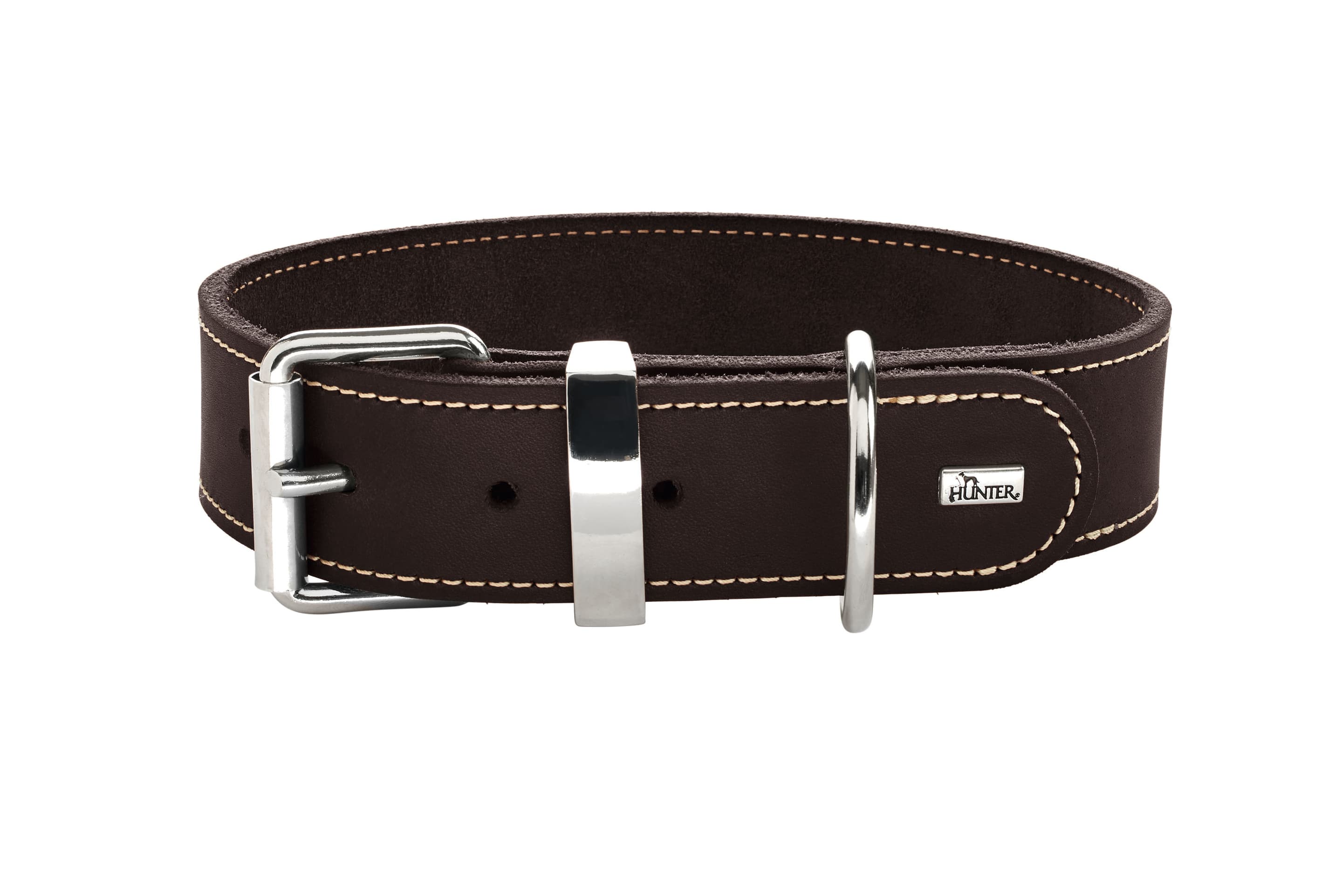 Hunter Hunde Halsband Aalborg Special dunkelbraun Softvollrindleder  Größe: 50