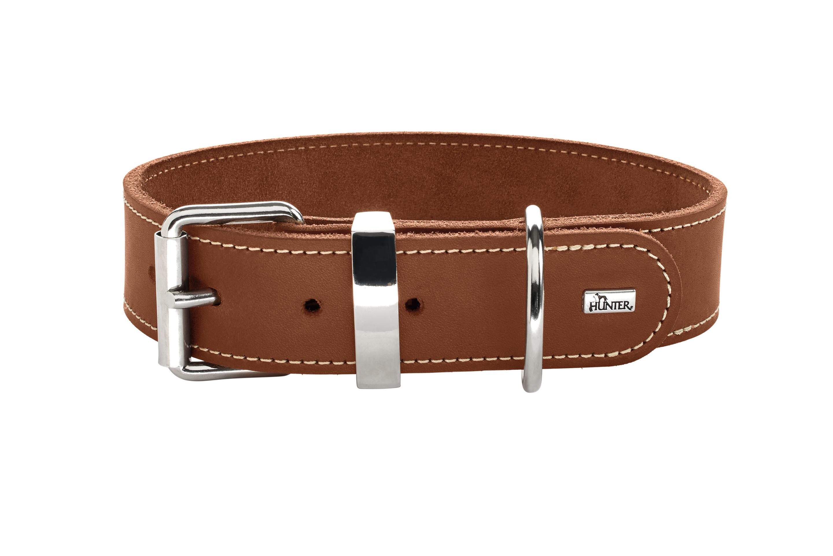 Hunter Hunde Halsband Aalborg Special cognac Softvollrindleder  Größe: 50