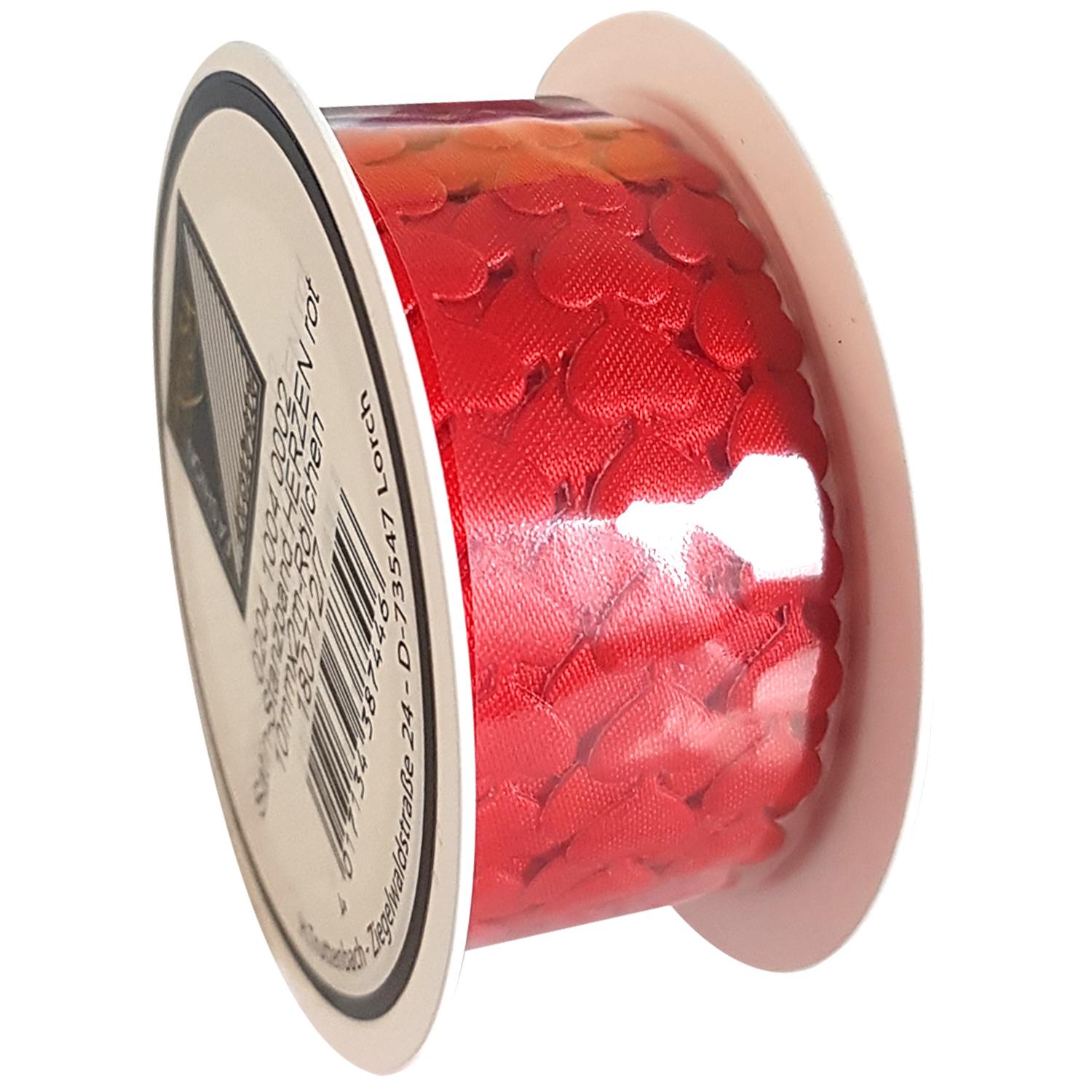 TRUBA Satin-Stanzband Herzen rot
