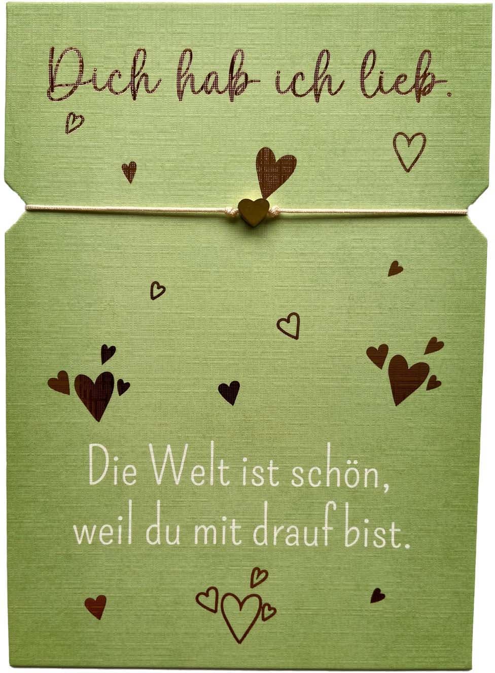 Grusskarte mit Armband - Dich hab ich lieb