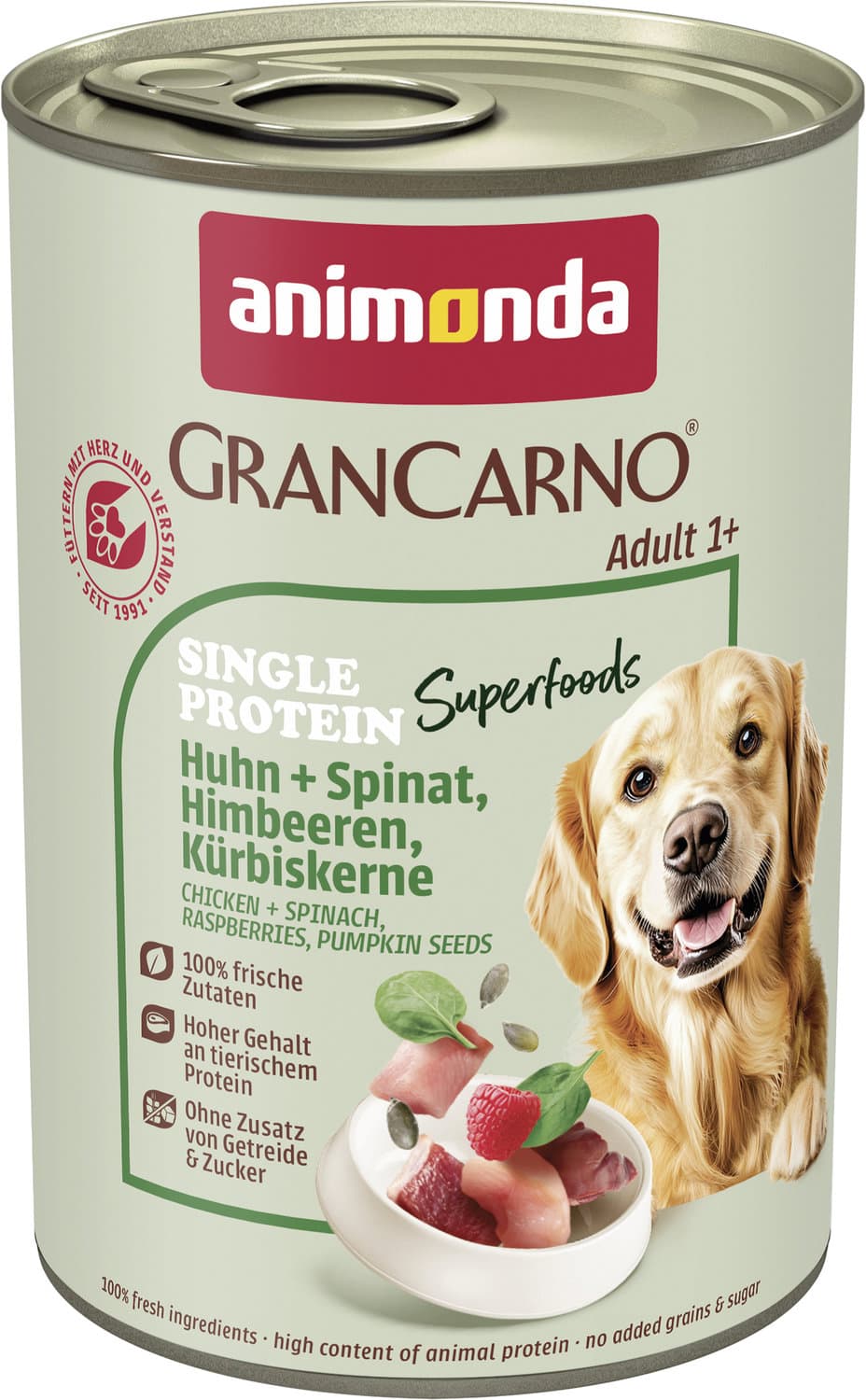 ANIMONDA Hundenassfutter GranCarno Adult Superfood Huhn+Spinat