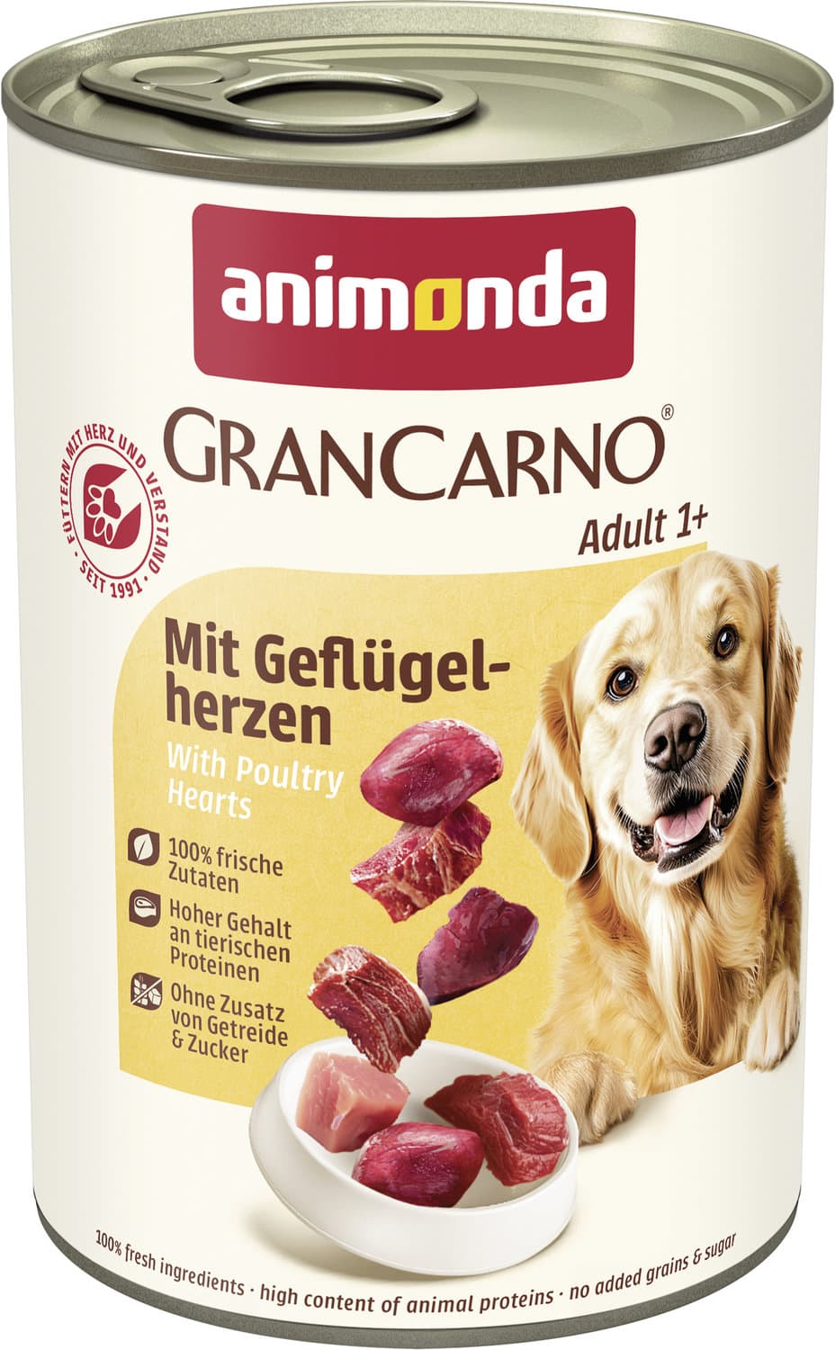 ANIMONDA Hundenassfutter GranCarno Adult mit Geflügelherzen