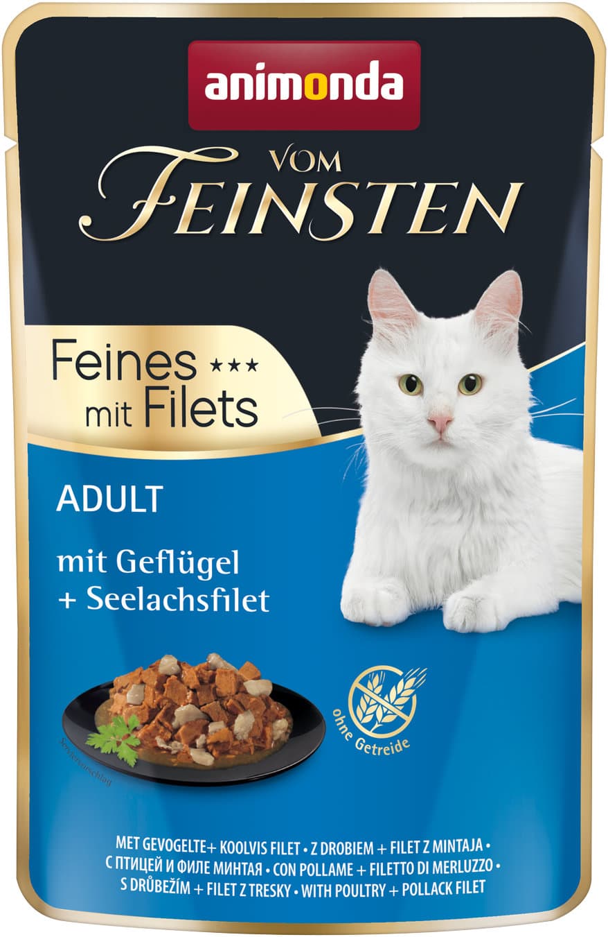 ANIMONDA Katzennassfutter vom Feinsten Adult mit Geflügel + Seelachsfilet
