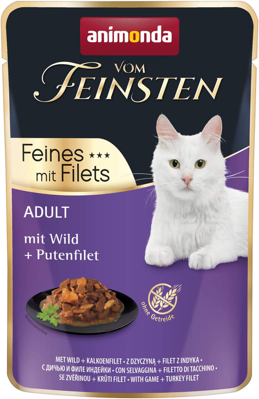 ANIMONDA Katzennassfutter vom Feinsten Adult mit Wild + Putenfilet